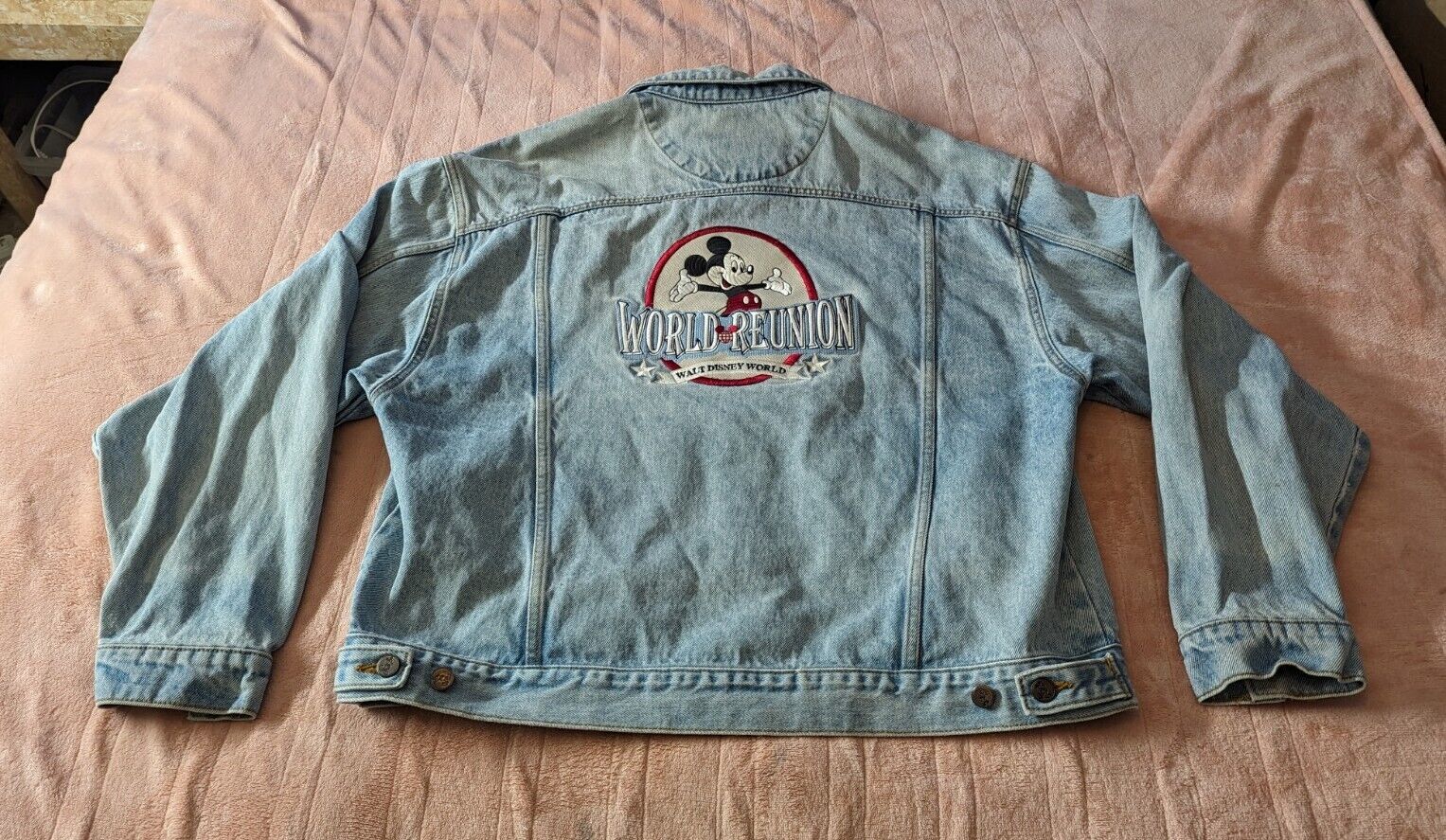 MICKEY MOUSE 1996 Vintage World Reunion Walt Disney World Blue Denim Jacket 2XL
