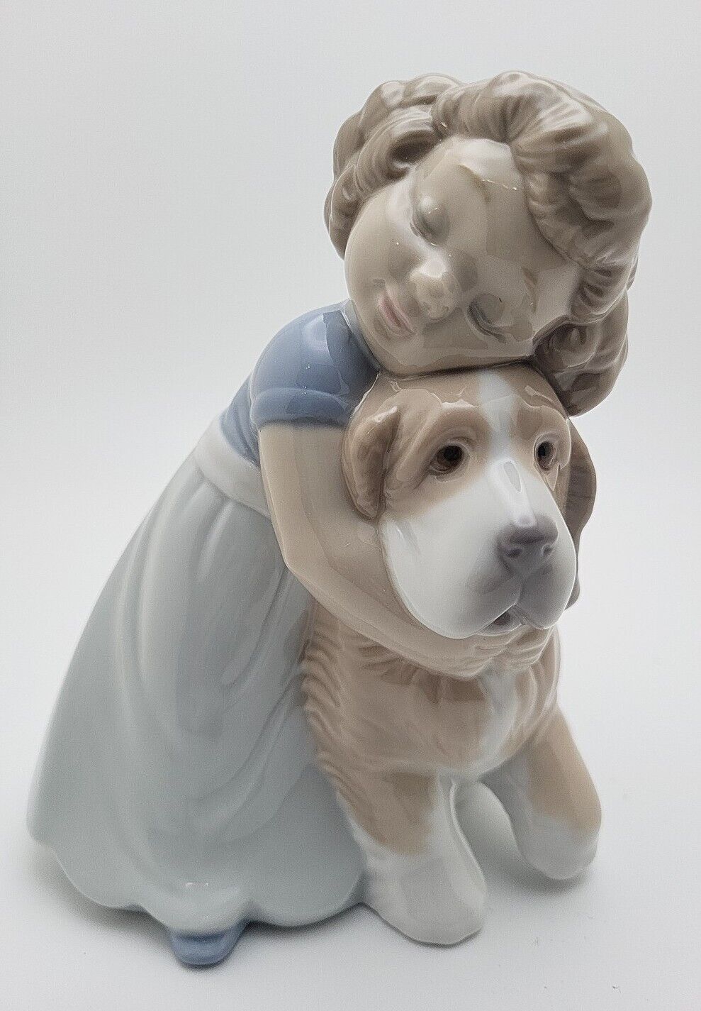 NAO Porcelain Girl w/Dog EUC Spain Figurine Vintage 2003