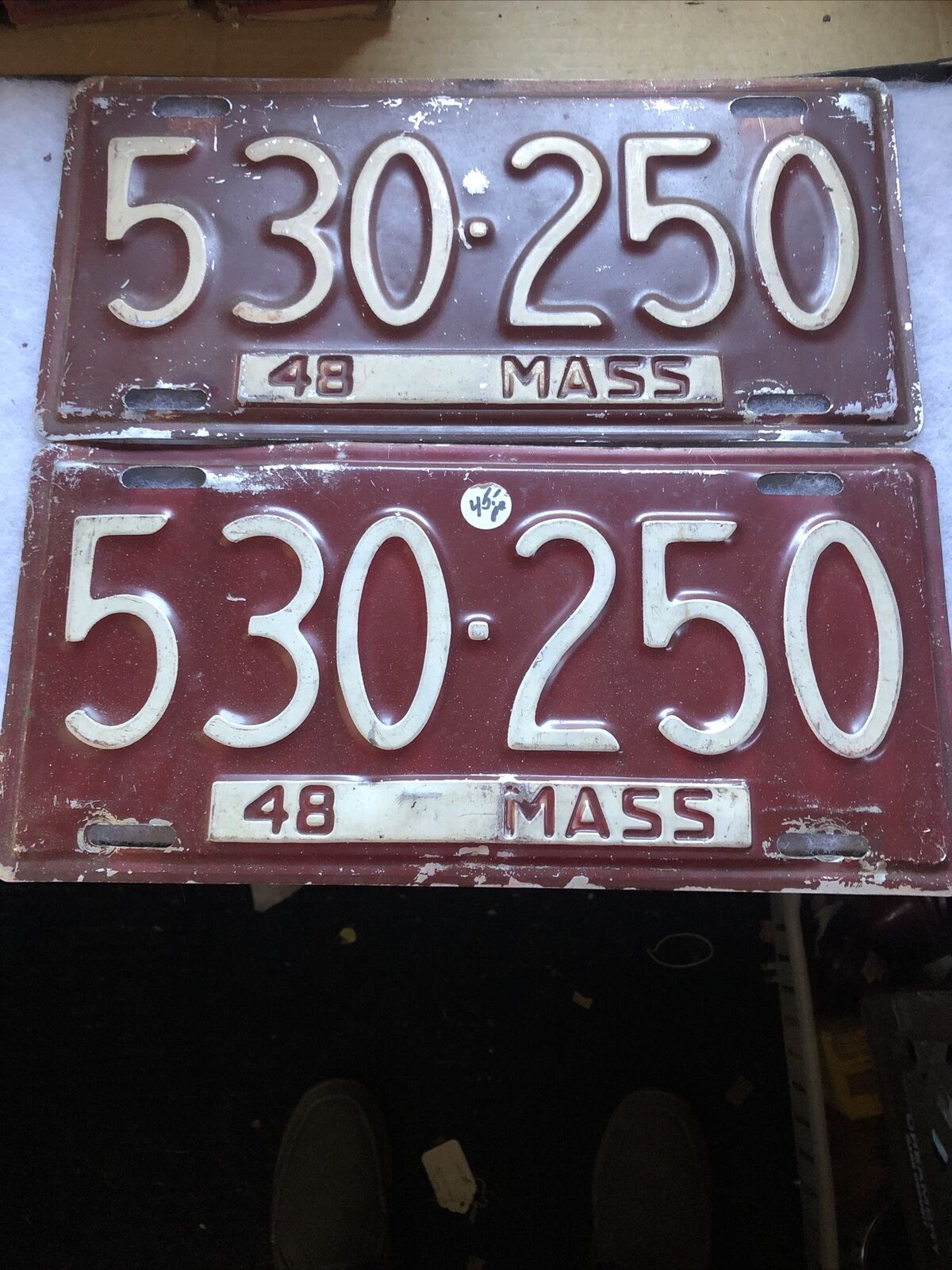 1948 Massachusetts License Plates 530-250 Pair
