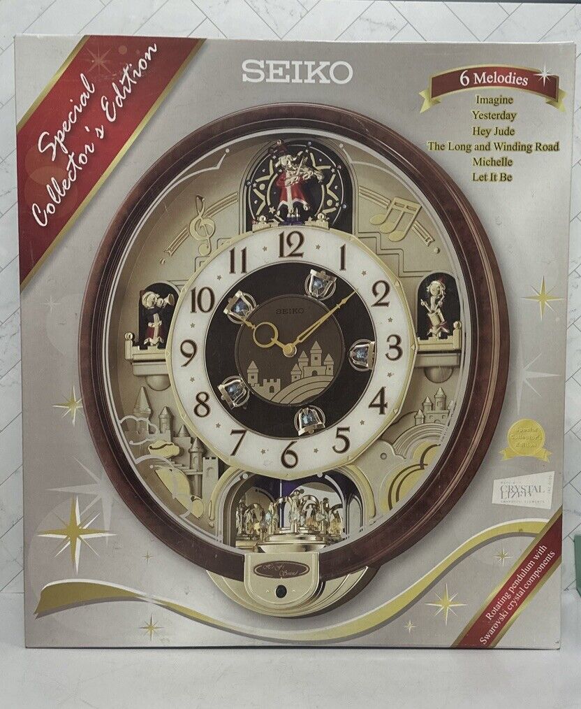 SEIKO QXM160BRH Special Collectors Edition 6 Melodies by the Beatles Wall Clock