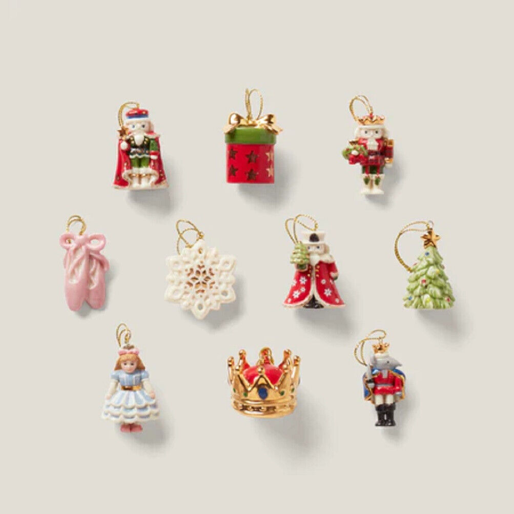Lenox China Nutcracker Christmas Mini Ornaments - 10 Piece Set - N/O