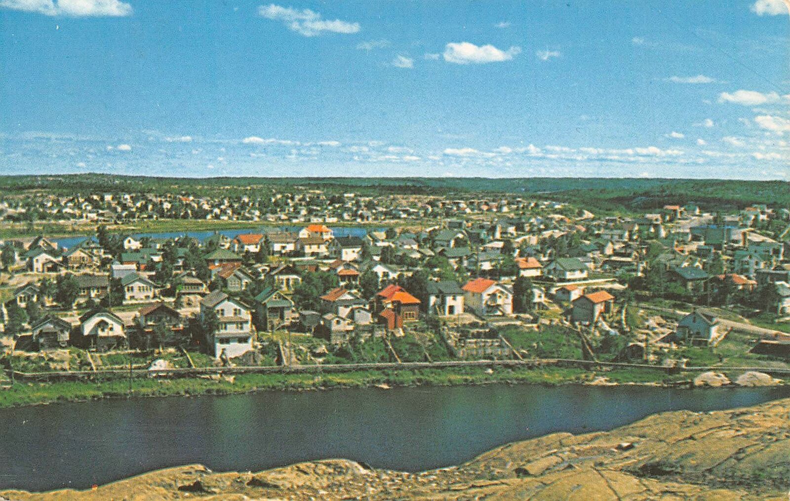 FLIN FLON Manitoba Canada postcard aerial view of town 1959