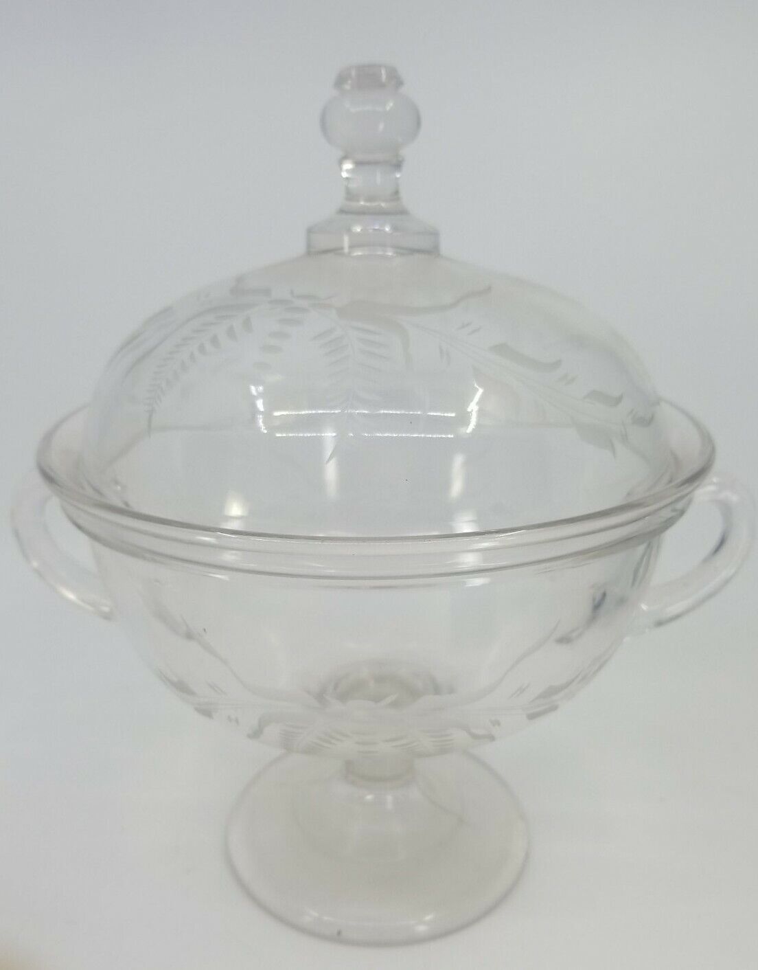 Vintage Early American 19th Century Pattern Glass Lidded Candy Bowl