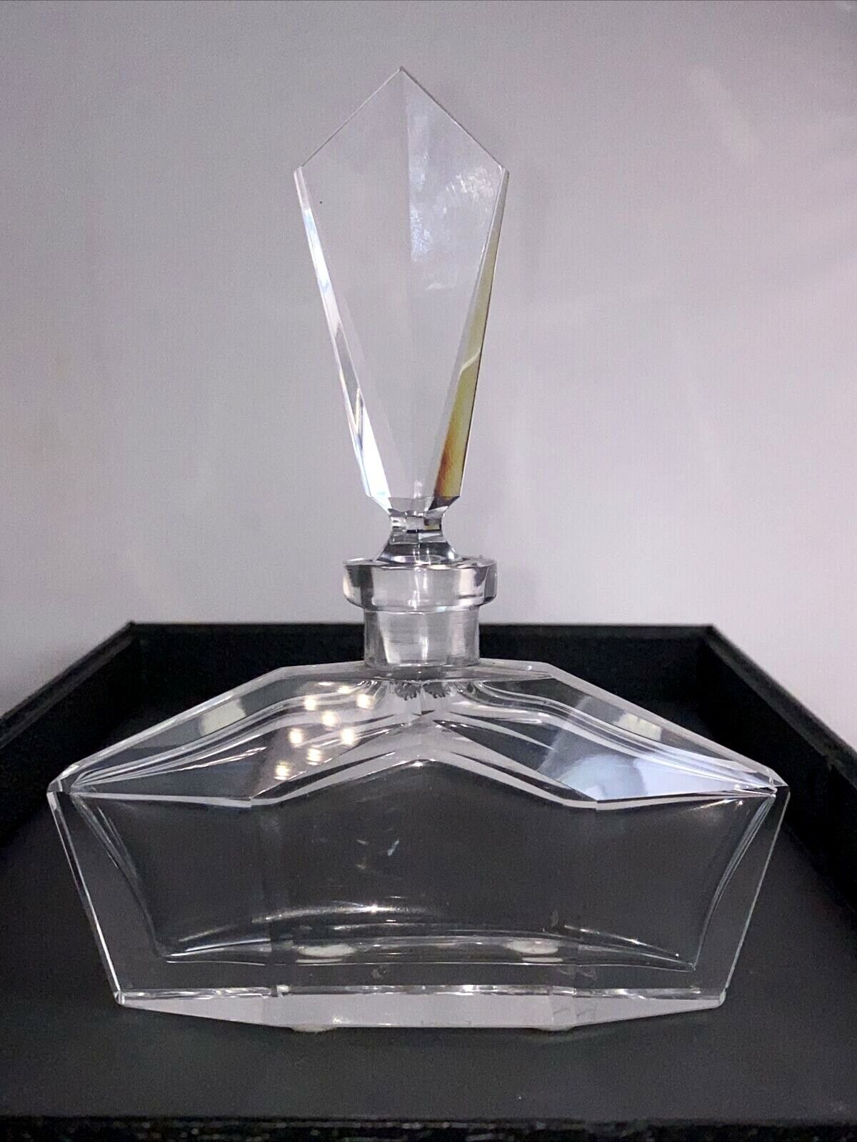 Vintage Chech Art Deco Style Geometric Heavy Lead Cut Crystal Perfume Bottle 