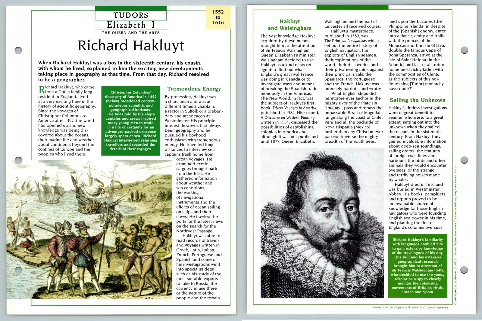 Richard Hakluyt - 1552-1616 Tudors Atlas Kings & Queens Of GB Maxi Card