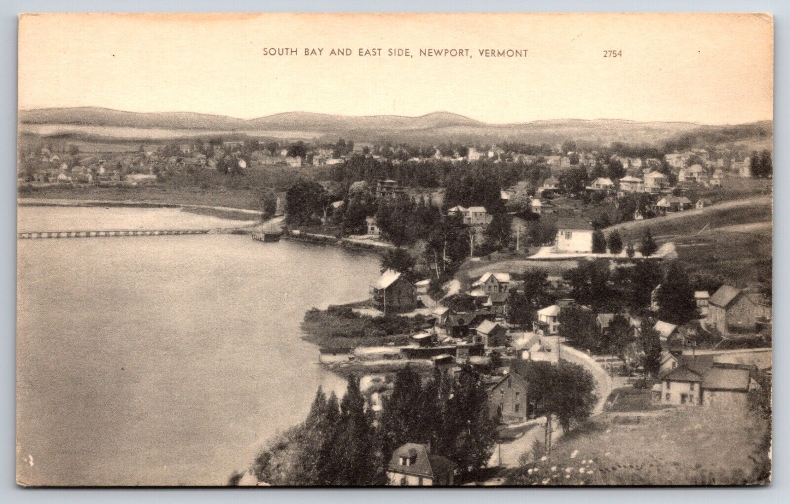 South Bay East Side Newport Vermont VT Vintage American Art Postcard
