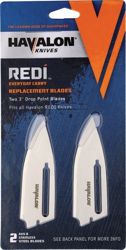 Havalon Redi Pack Of Two One Piece AUS-8 Stainless Drop Point Replacement Blades