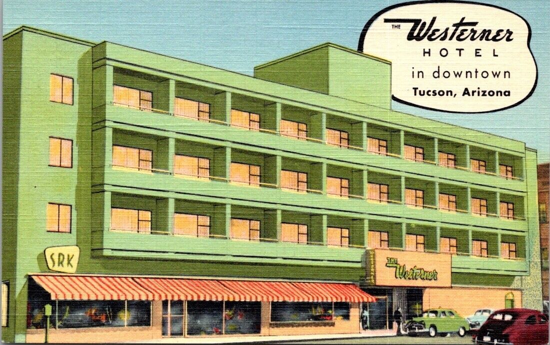 RARE Tucson AZ Arizona Hotel Westerner in Downtown Tucson Vintage Postcard