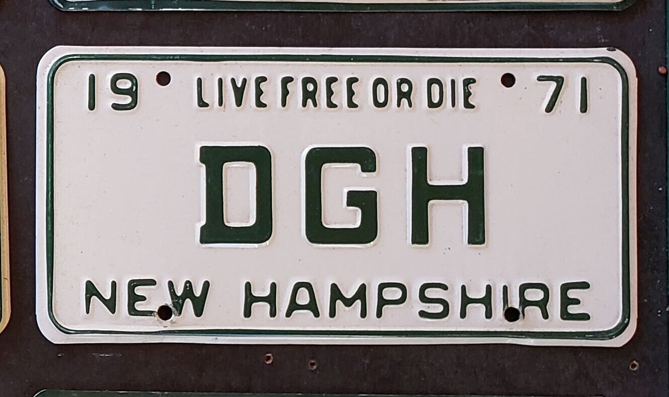 1971 NEW HAMPSHIRE VANITY LICENSE PLATE TAG   DGH