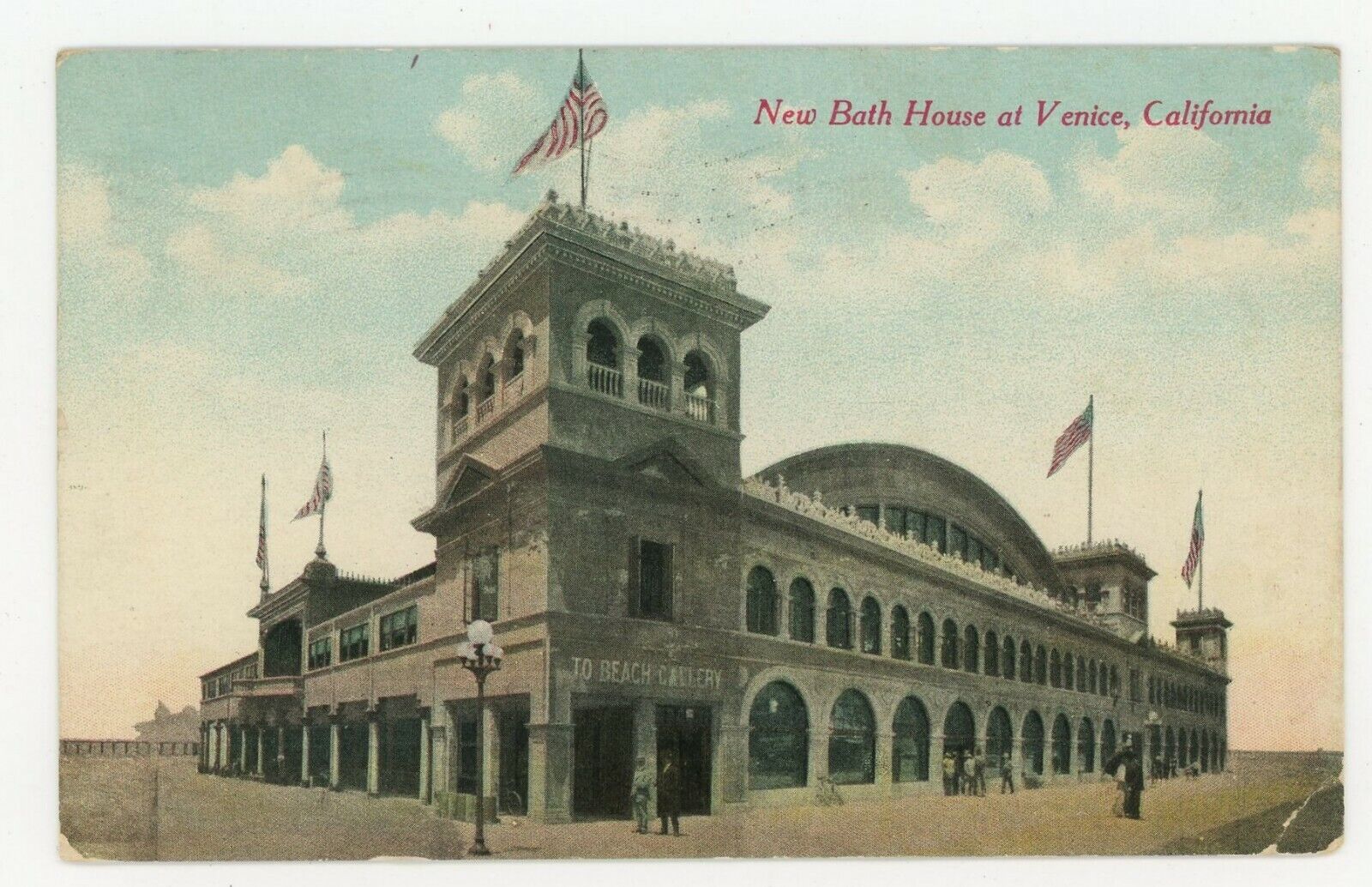 1912 New $100,000 Bath House at Venice California Los Angeles Ca Postcard