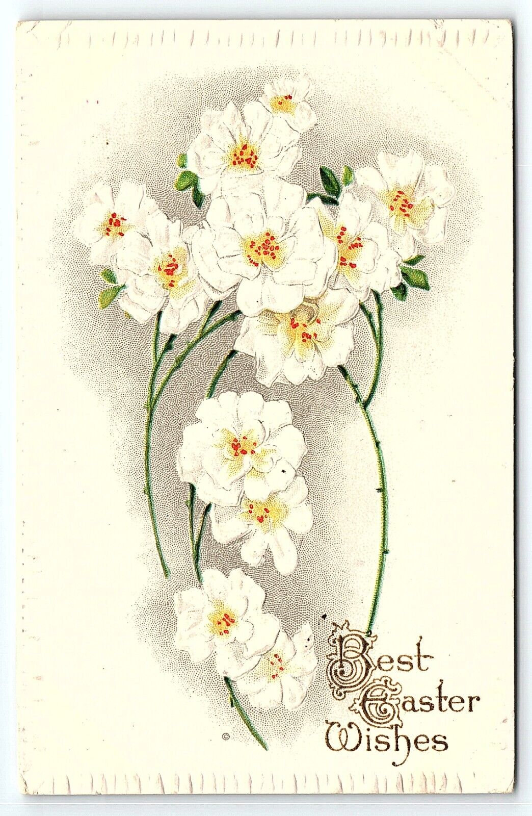 c1910 BEST EASTER WISHES FLORAL UNPOSTED EMBOSSED POSTCARD P3303