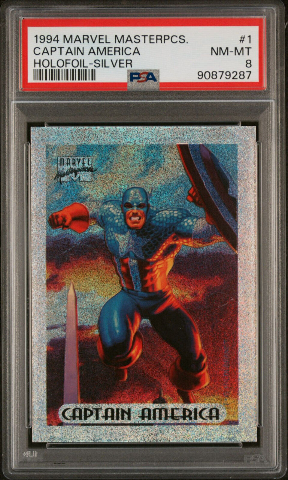 1994 Marvel Masterpieces #1 Captain America Silver Holofoil PSA 8 NM-MT