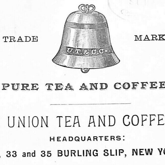 Vintage c1880\'s-90\'s Victorian Trade Card Union Tea & Coffee Burling Slip, NY