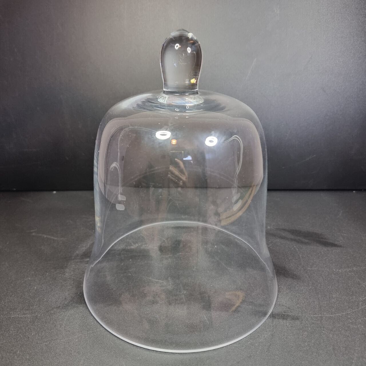 Clear Glass Cloche Dome Cover w/Knob