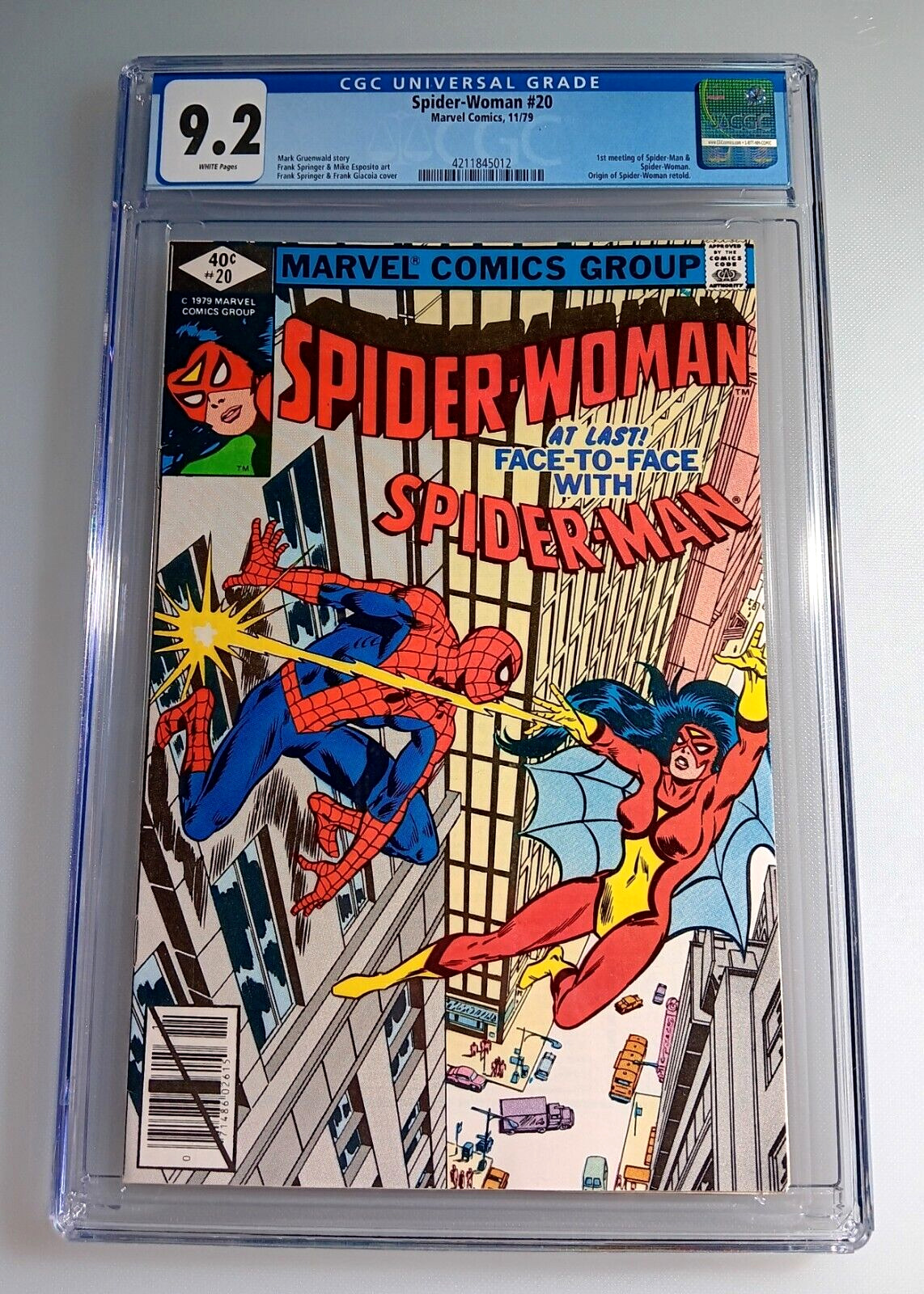 Spider-Woman #20 11/79 CGC 9.2 WP (NS) First Meeting with Spider-Man + Origin