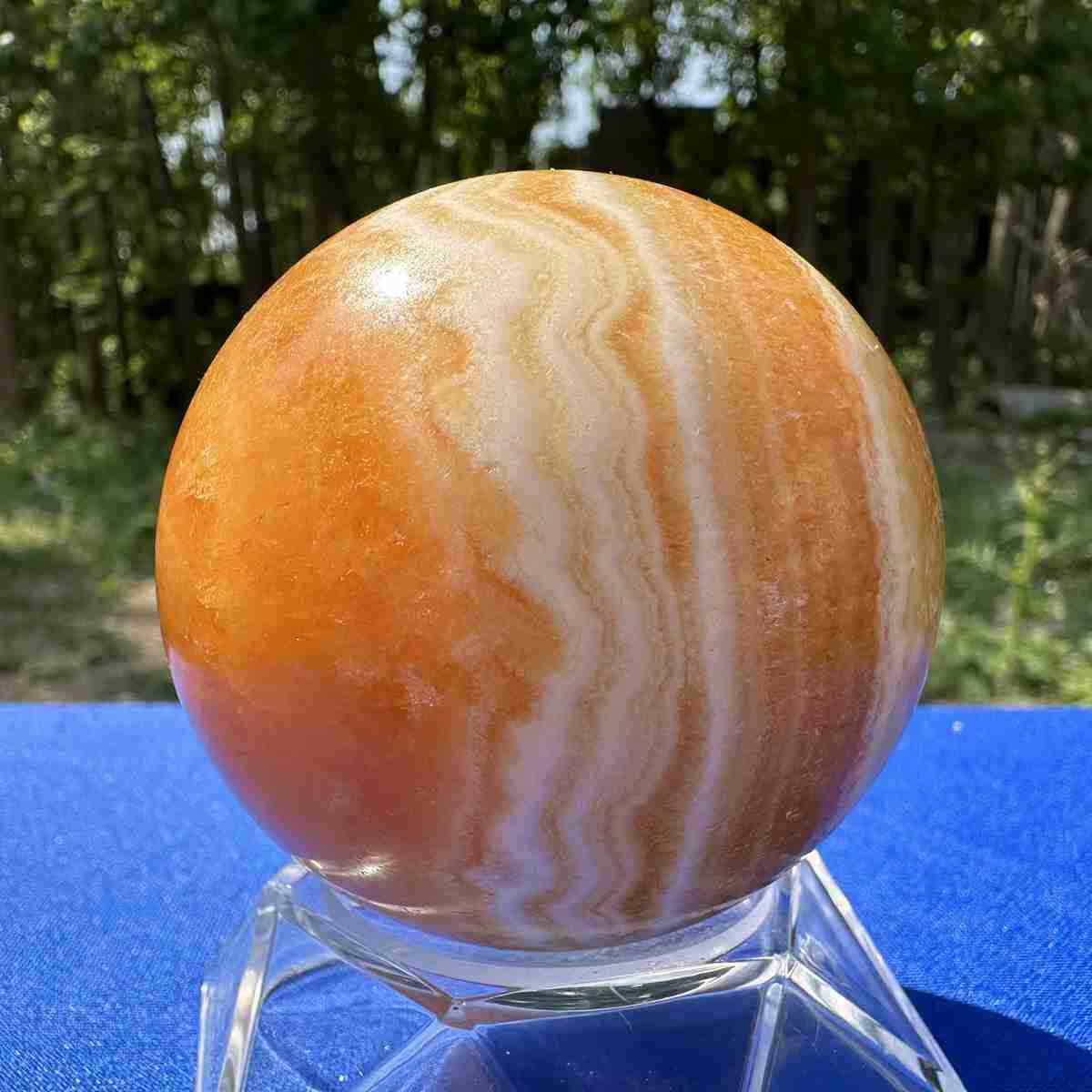 355g natural yellow Calcite sphere quartz crystal polished ball healing
