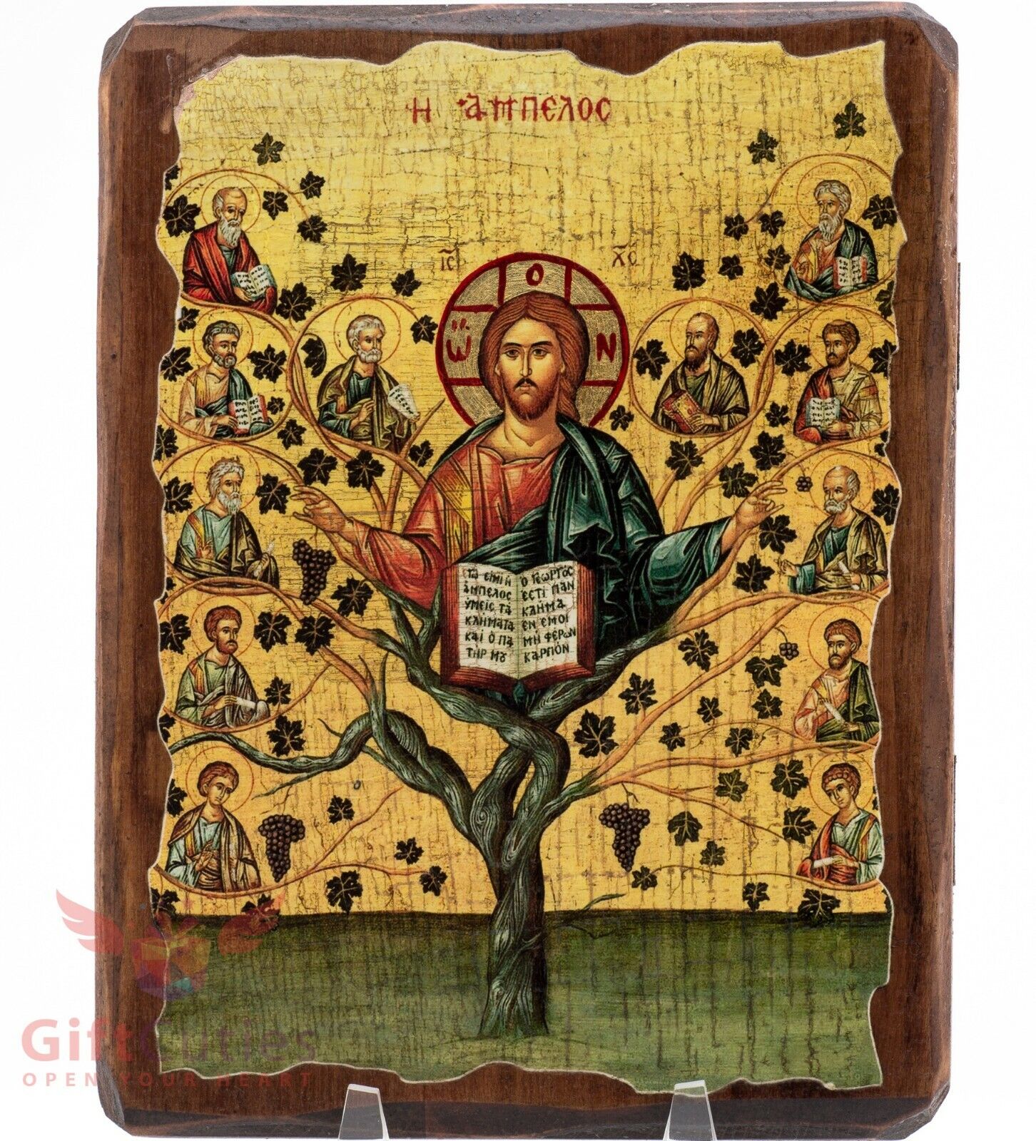Wooden Icon Jesus Christ I Am the Vine Икона Cпаситель Лоза Истинная  5\