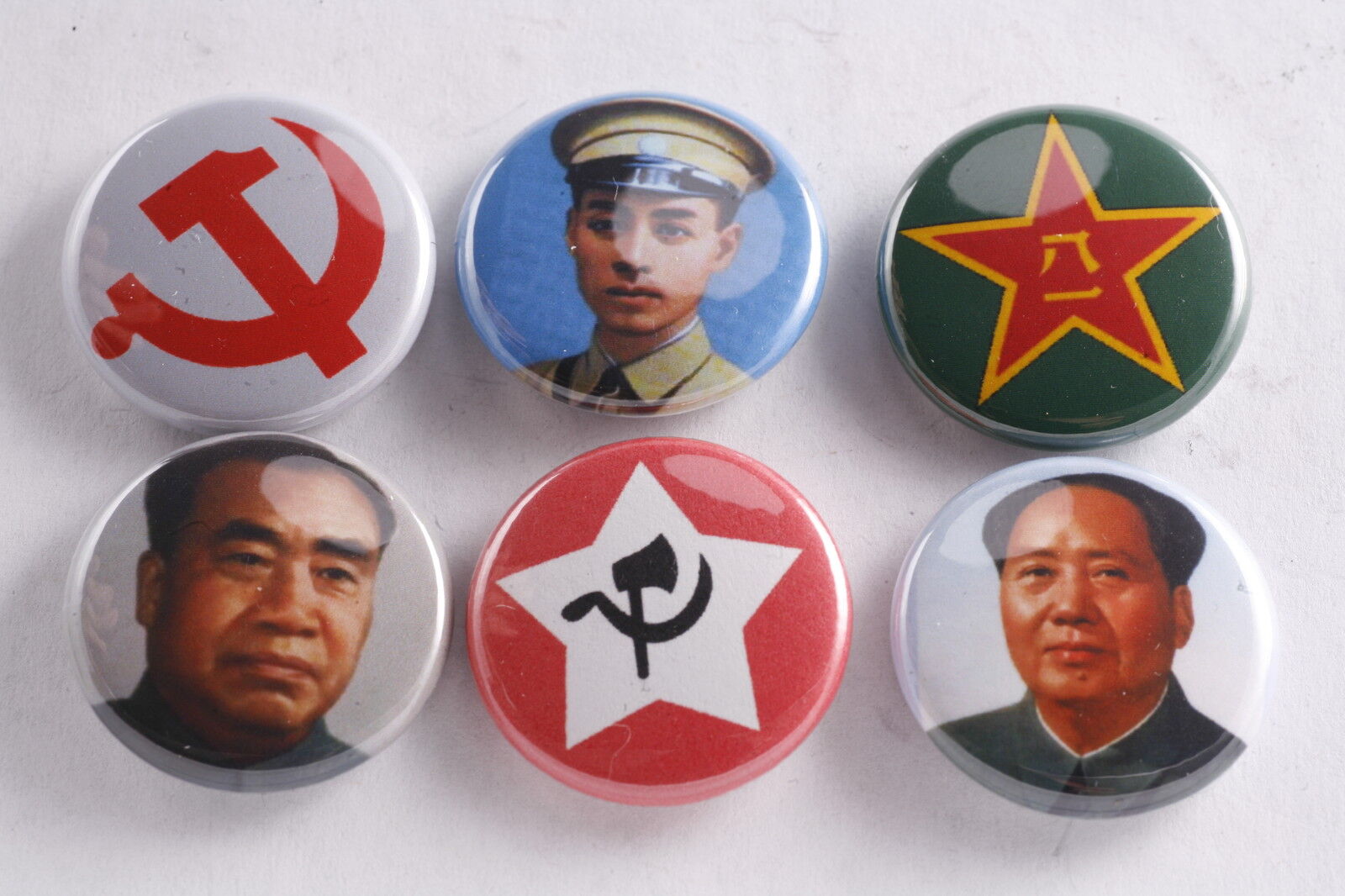 Chinese Communist Party Mao Zhu Zhou Enlai Jiangxi Soviet Button Lot Badge Medal