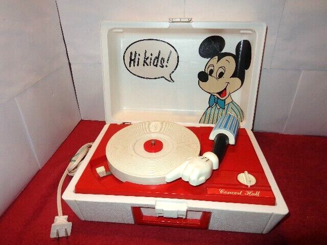 ANTIQUE 1960s WALT DISNEY MICKEY MOUSE CONCERT HALL PORTABLE RECORD PLAYER #L 87