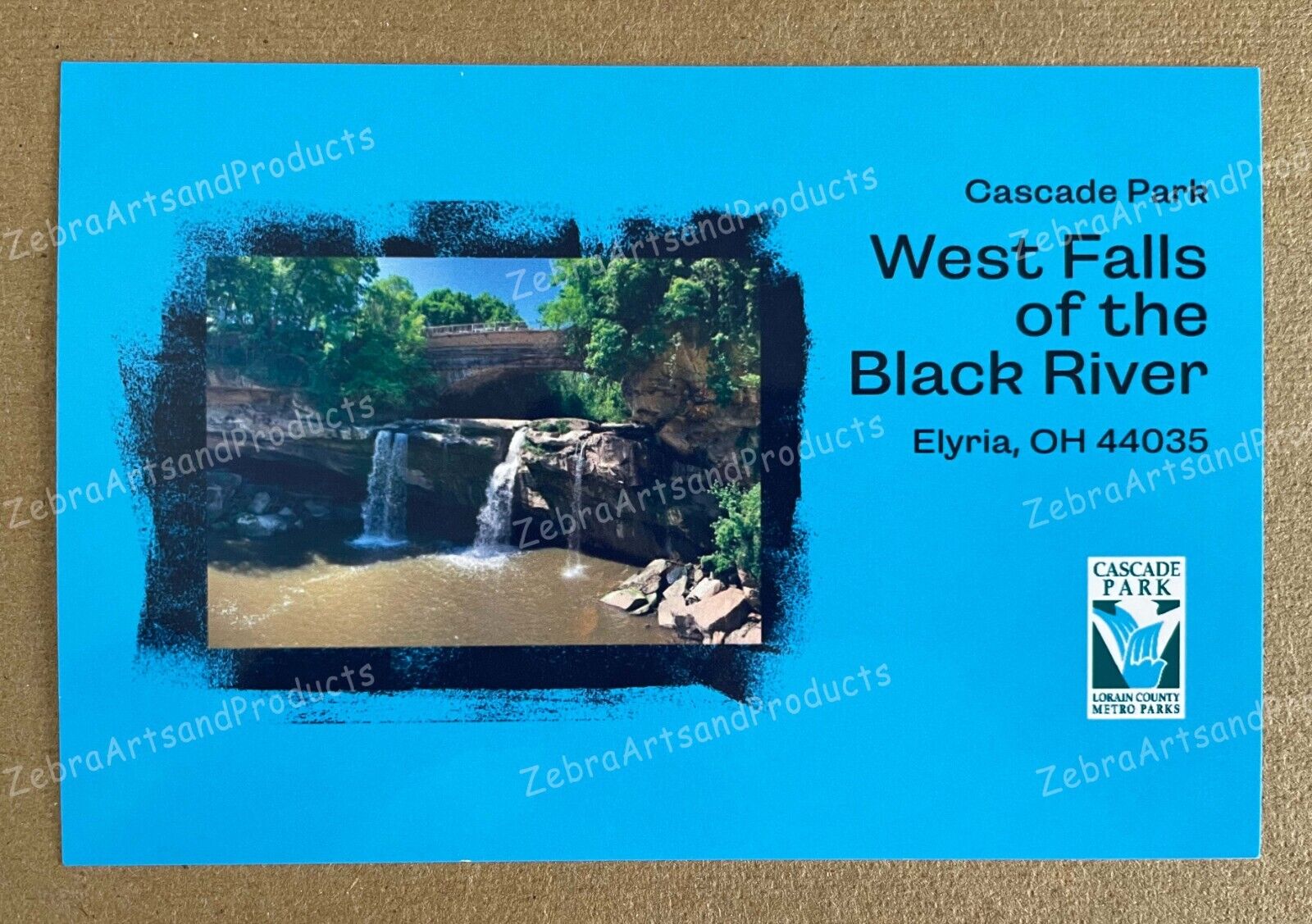 Postcard blank West Falls of the Black River Elyria OH 4x6 with description