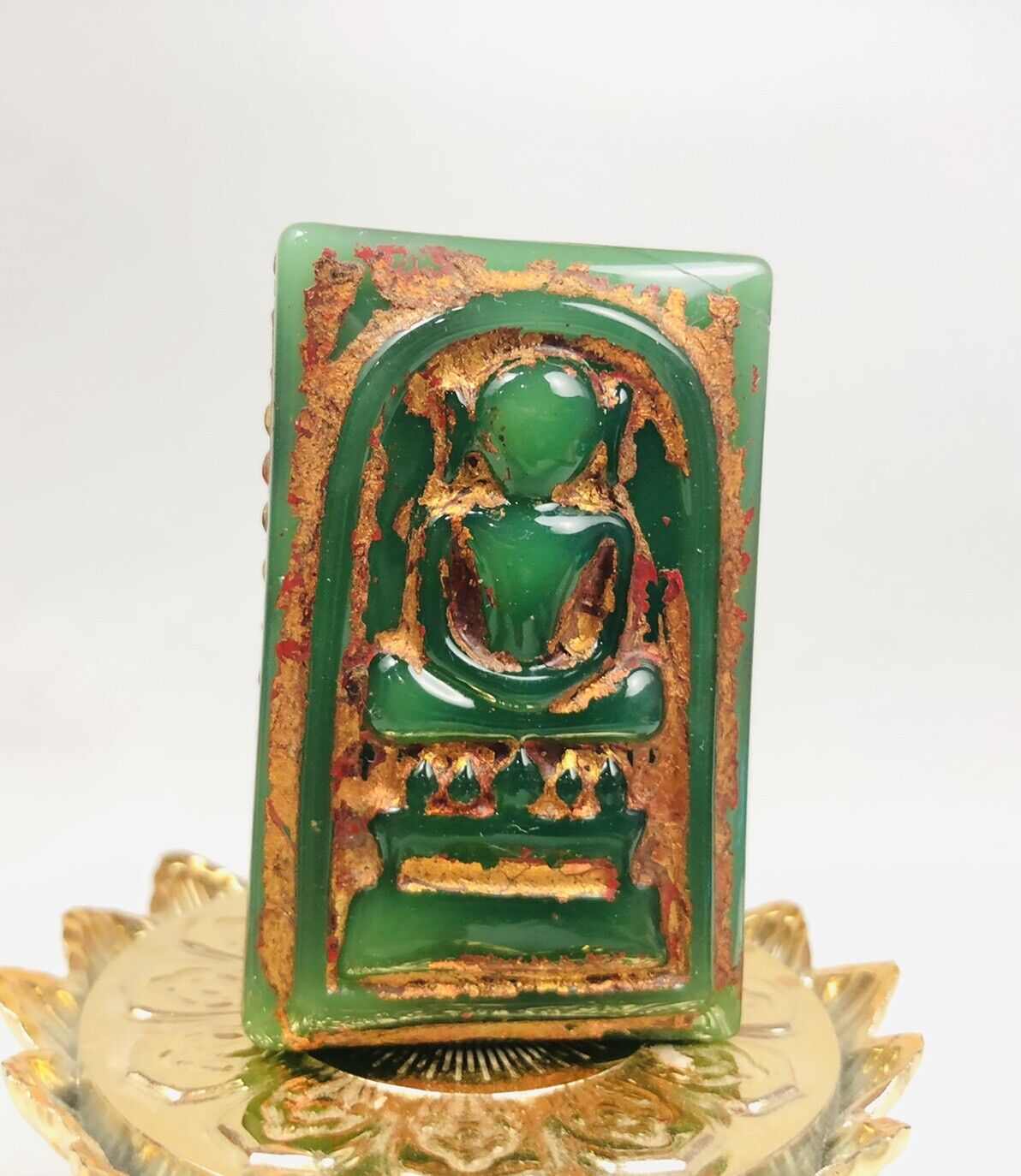 Somdet Green Jade Thai Amulet Somdej Kaiser wat Phra Kaew LP Toh buddha relic 