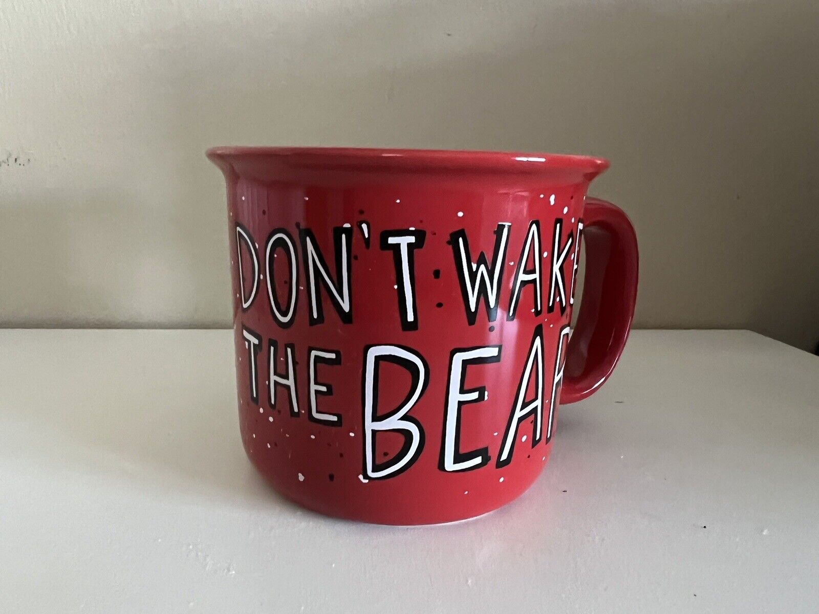 Lazy One Ceramic Coffee Mug Don't Wake the Bear Red 12oz Camp Style EUC