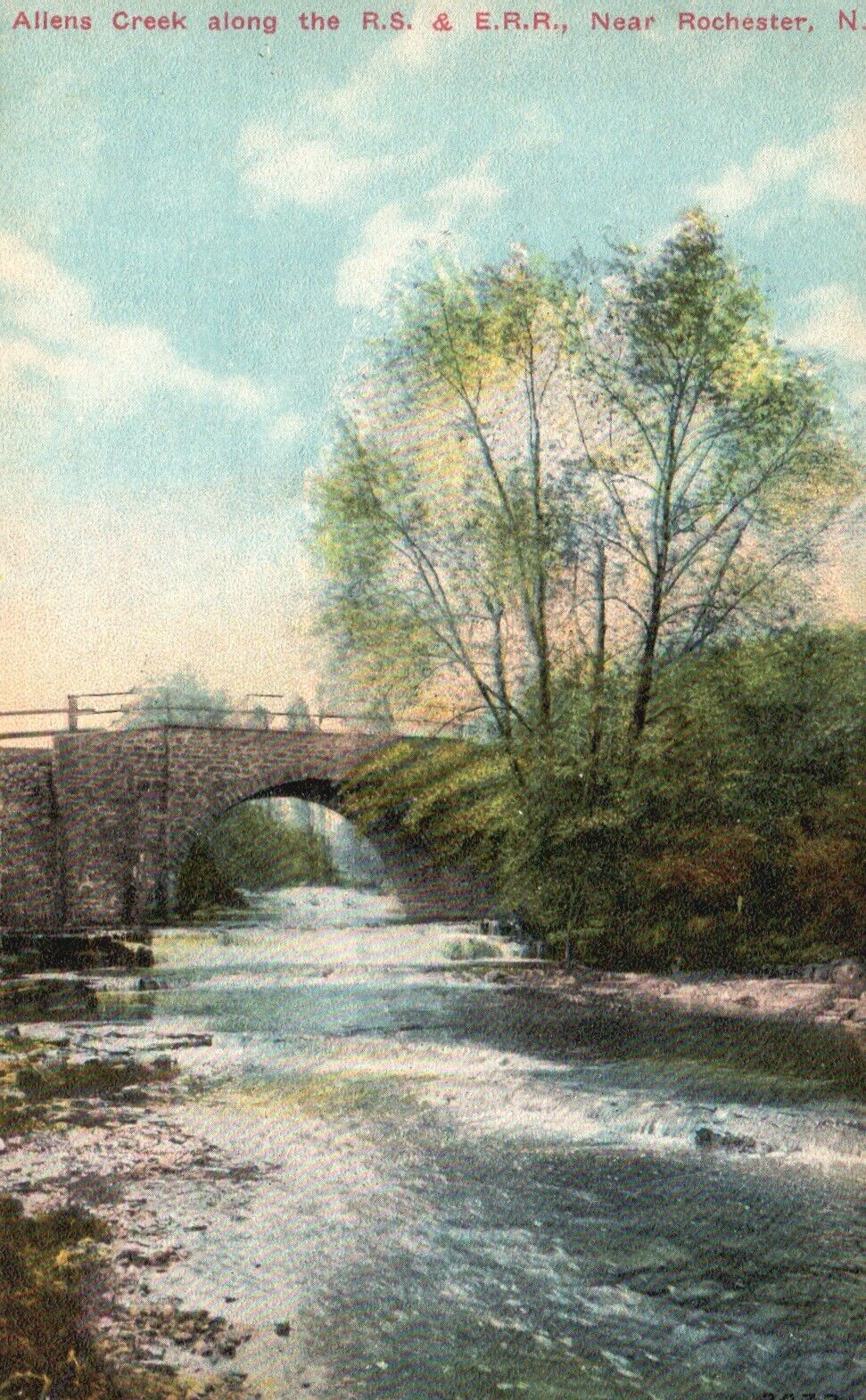Postcard NY near Rochester Allens Creek along the RS & ERR Vintage PC J6209