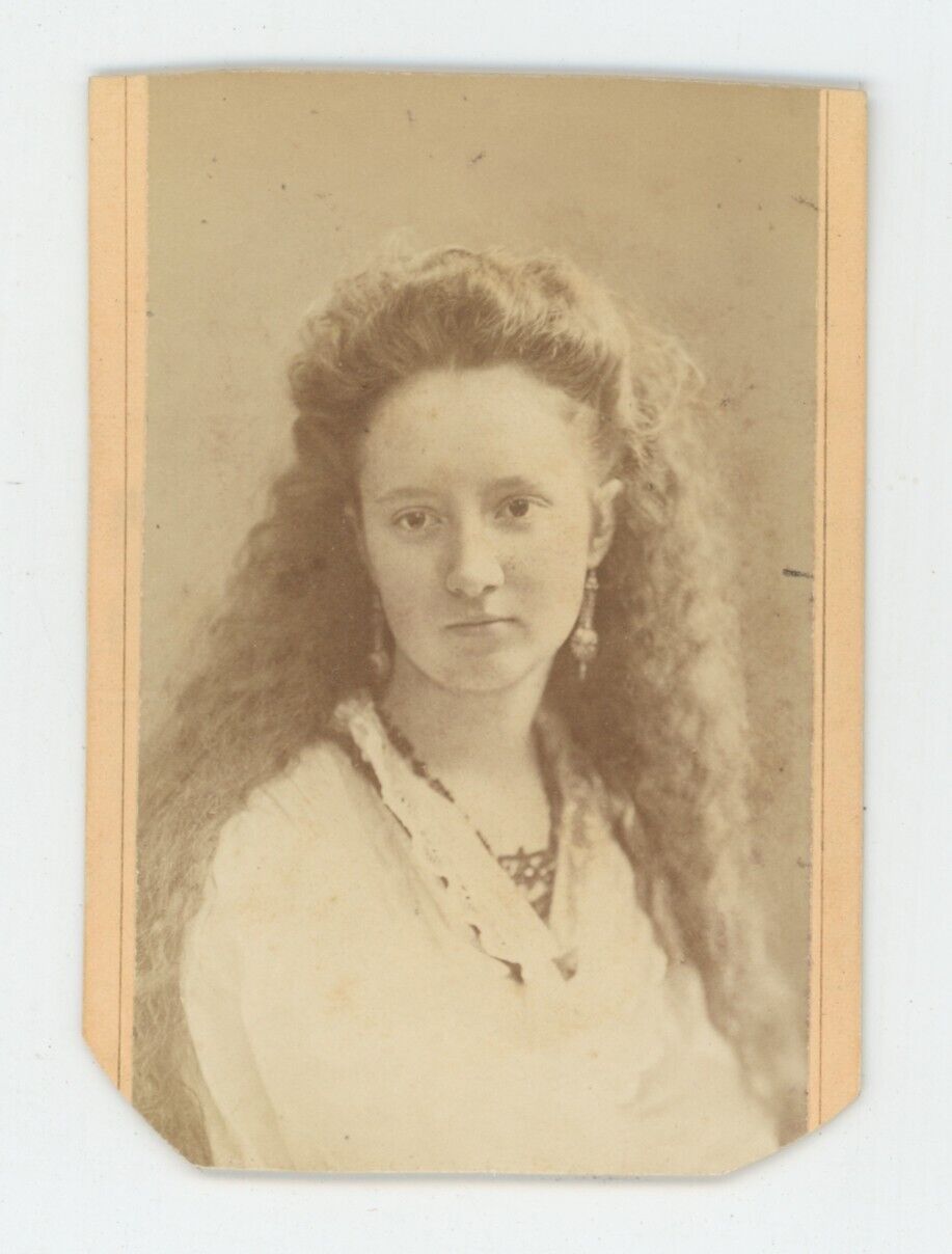 Antique CDV Circa 1870s Beautiful Woman With Stunning Hair Lamson Portland, ME