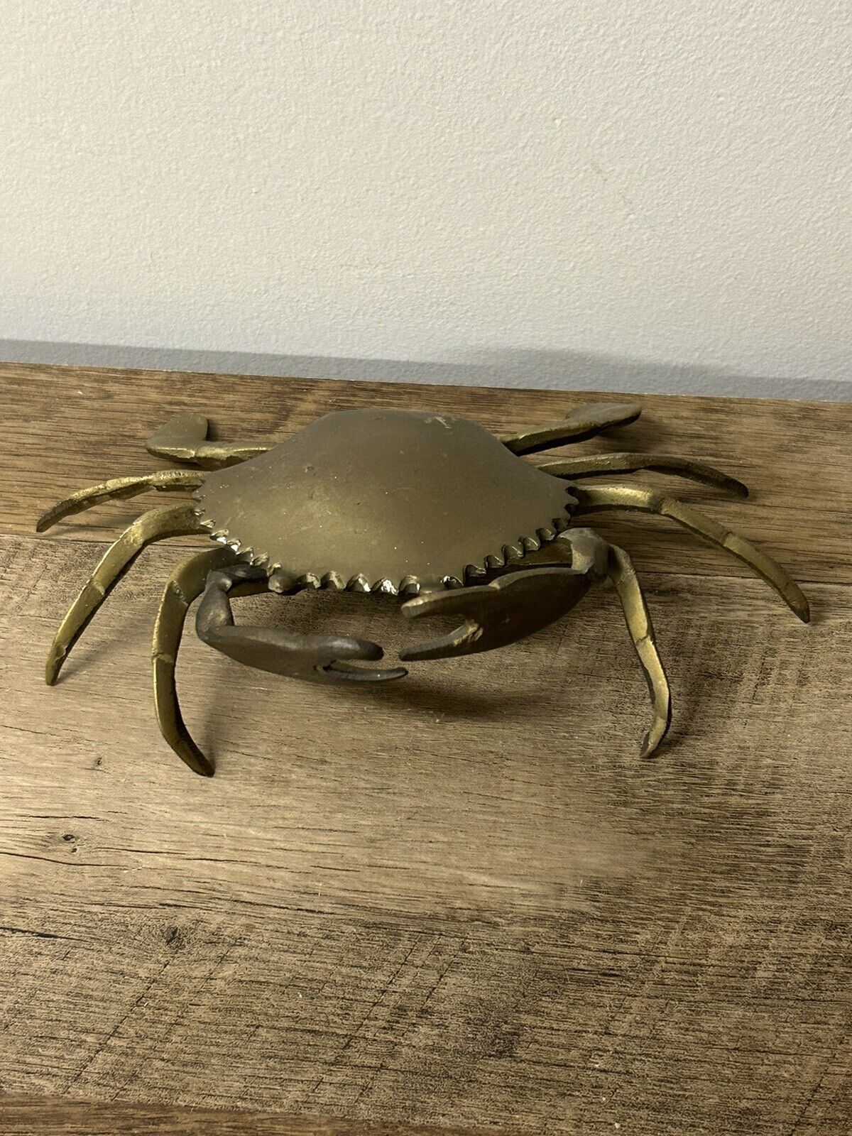 Vintage Brass Figural Crab Hinged Top Trinket Box Ashtray Incense Burner