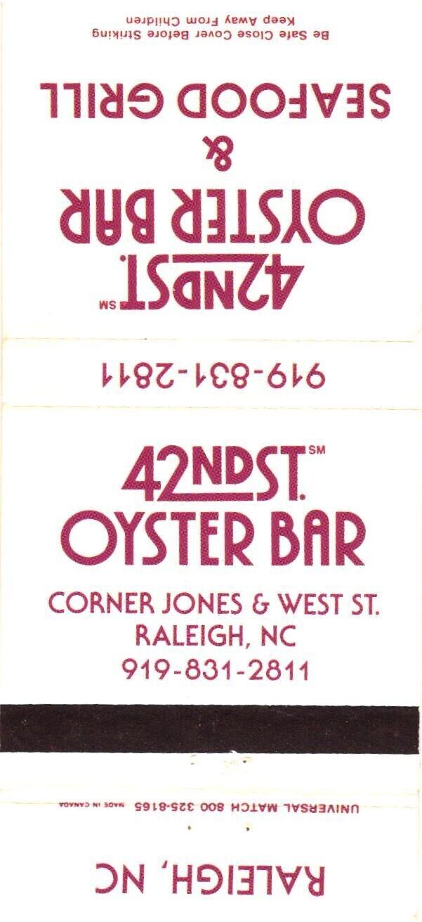 42nd St. Oyster Bar, Raleigh, North Carolina, Seafood Vintage Matchbook Cover