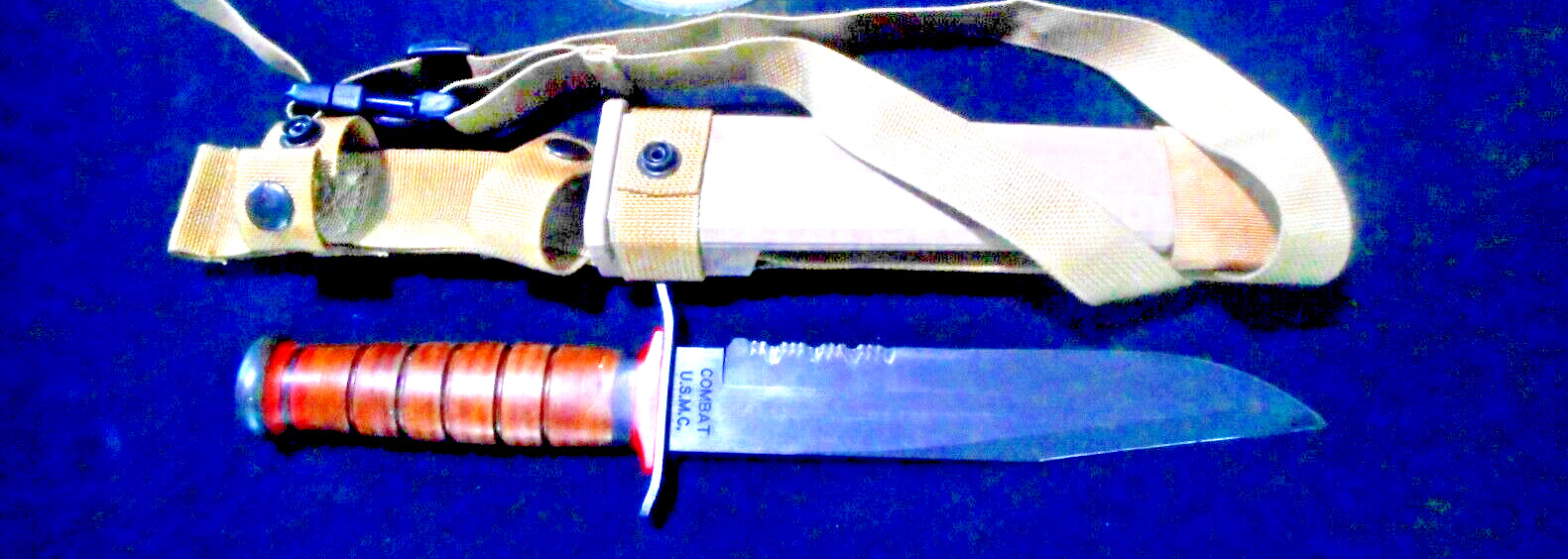 NOS 100% U.S. Marine USMC Unissued 2003 MK2 OKC3S WWII Clone Knife Leather Grip