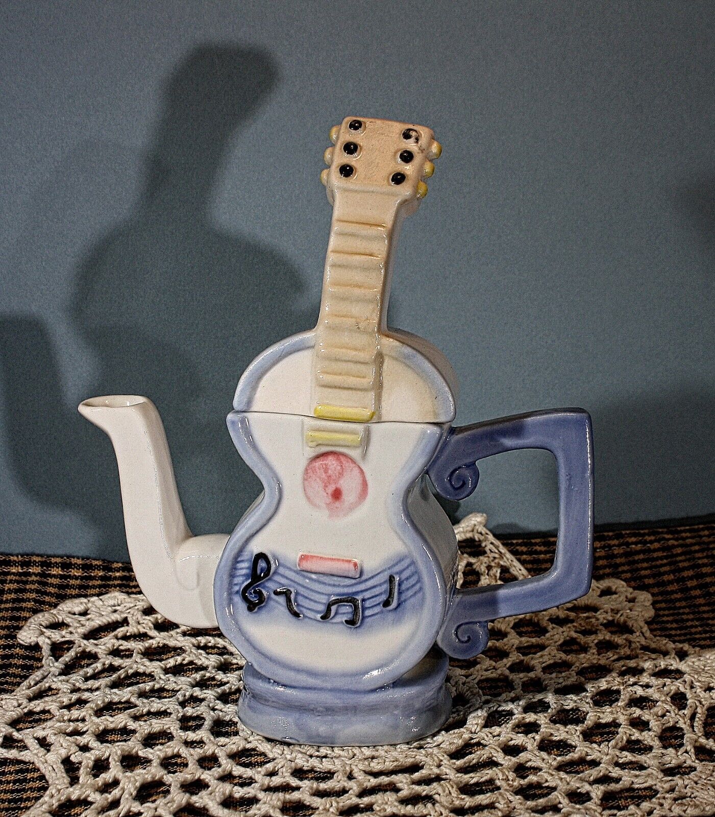 Teapot, Miniature Shaped Like a Guitar.