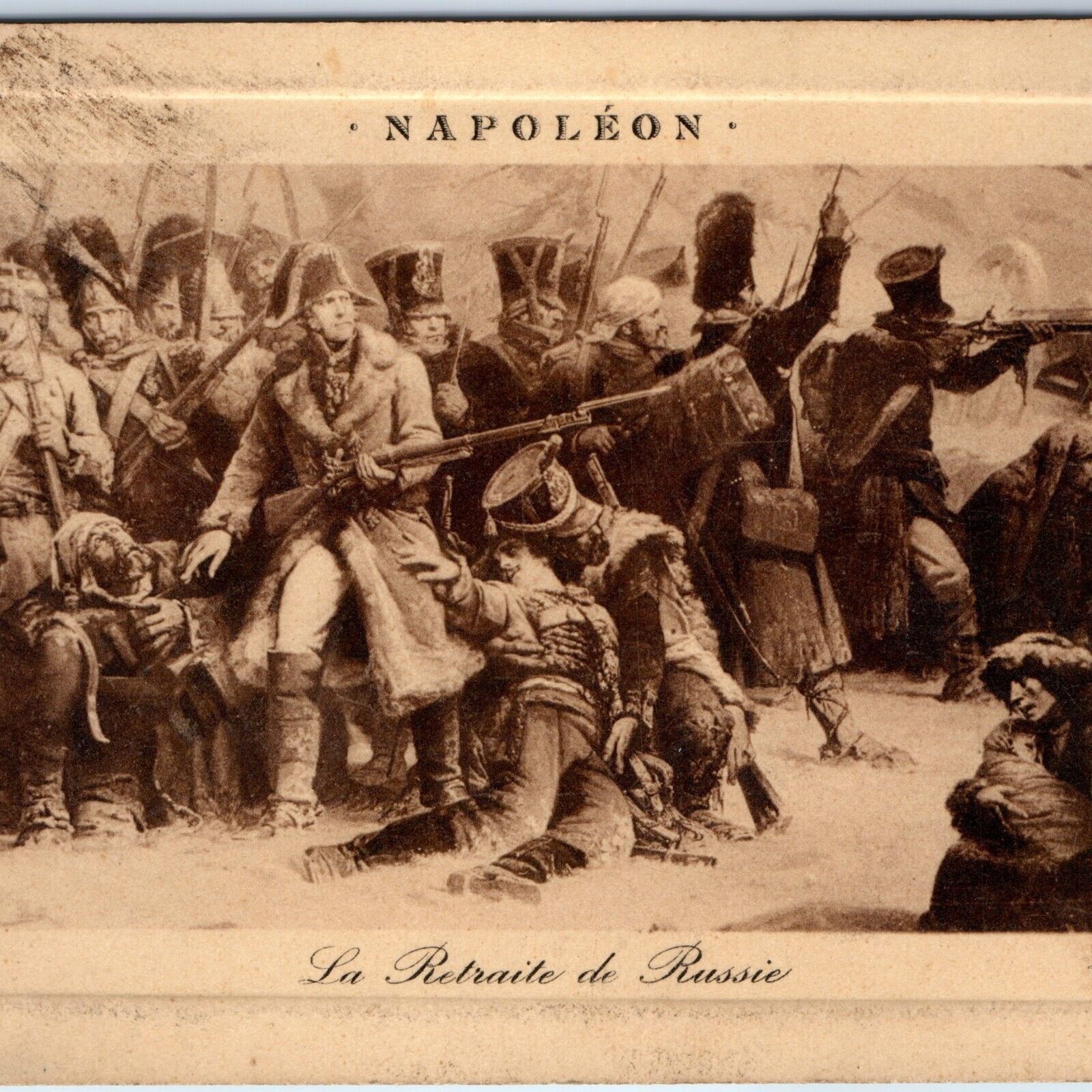 1909 Russia Napoleon War Invasion Art Retreat Battle Art Postcard Depose RU A171