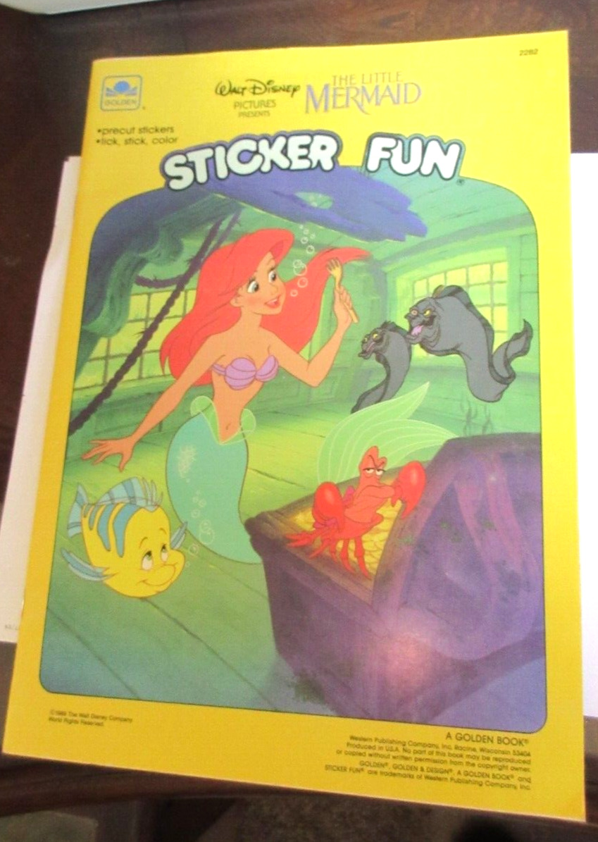 Golden Disney The Little Mermaid Sticker Fun Book 1989 Vintage BRAND NEW w TAGS
