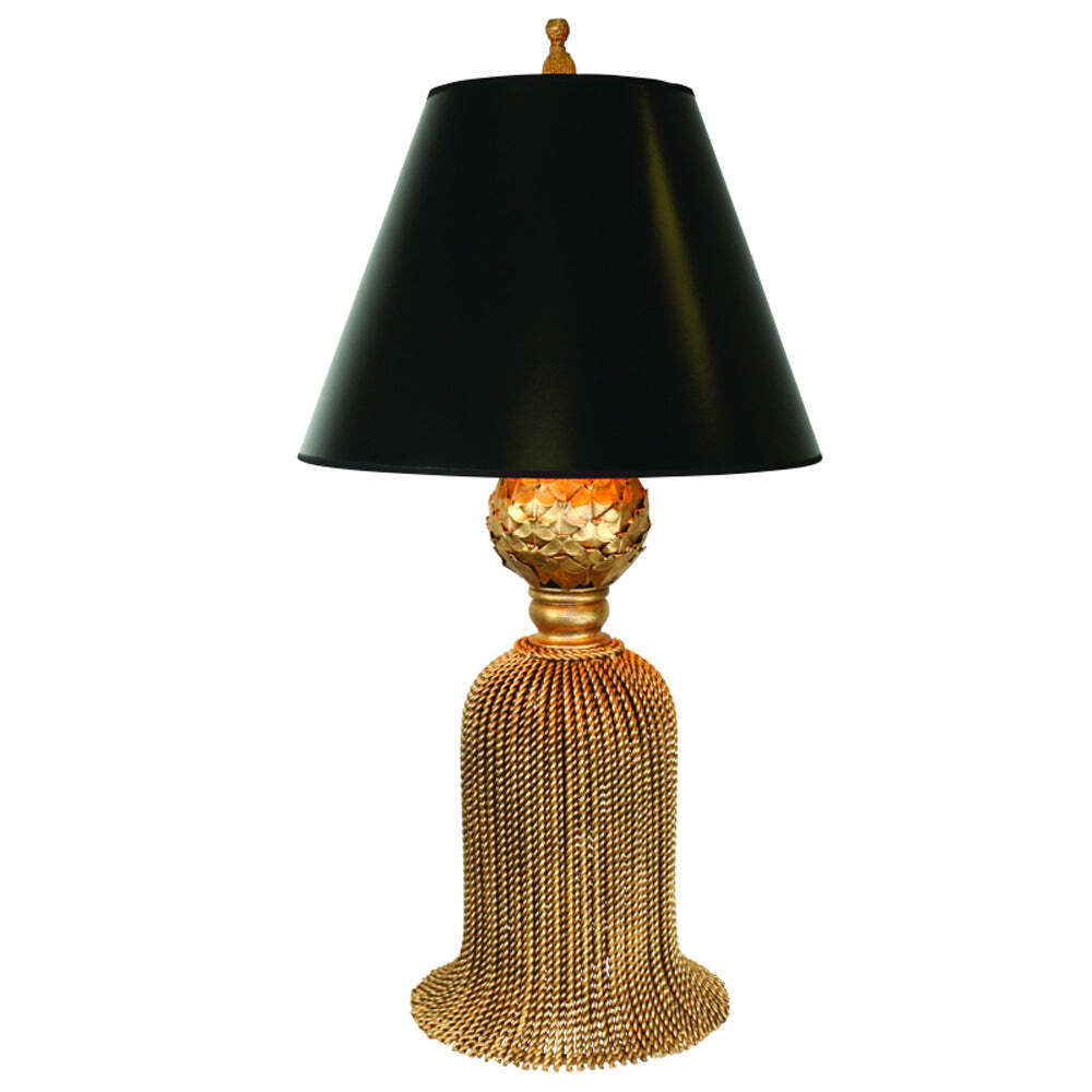 Delamere Design Large Antique Gold Twisted Iron Tassel Lamp