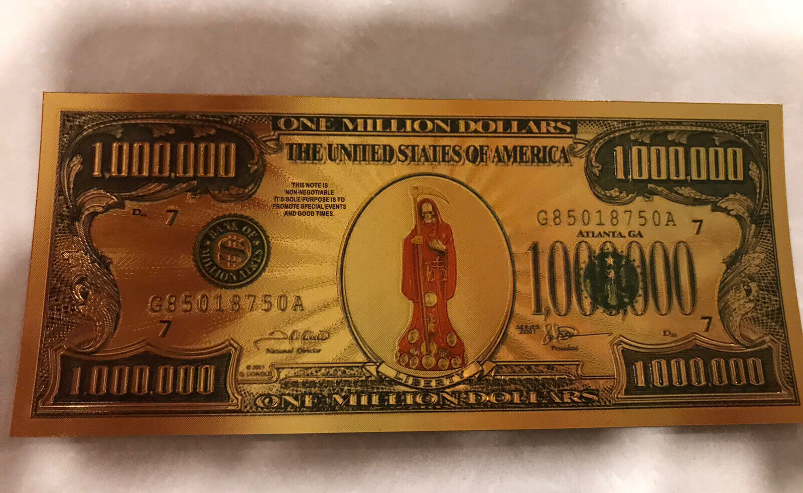 Santa muerte - Red Color- Holy Death million dollar bill - Money - Protection