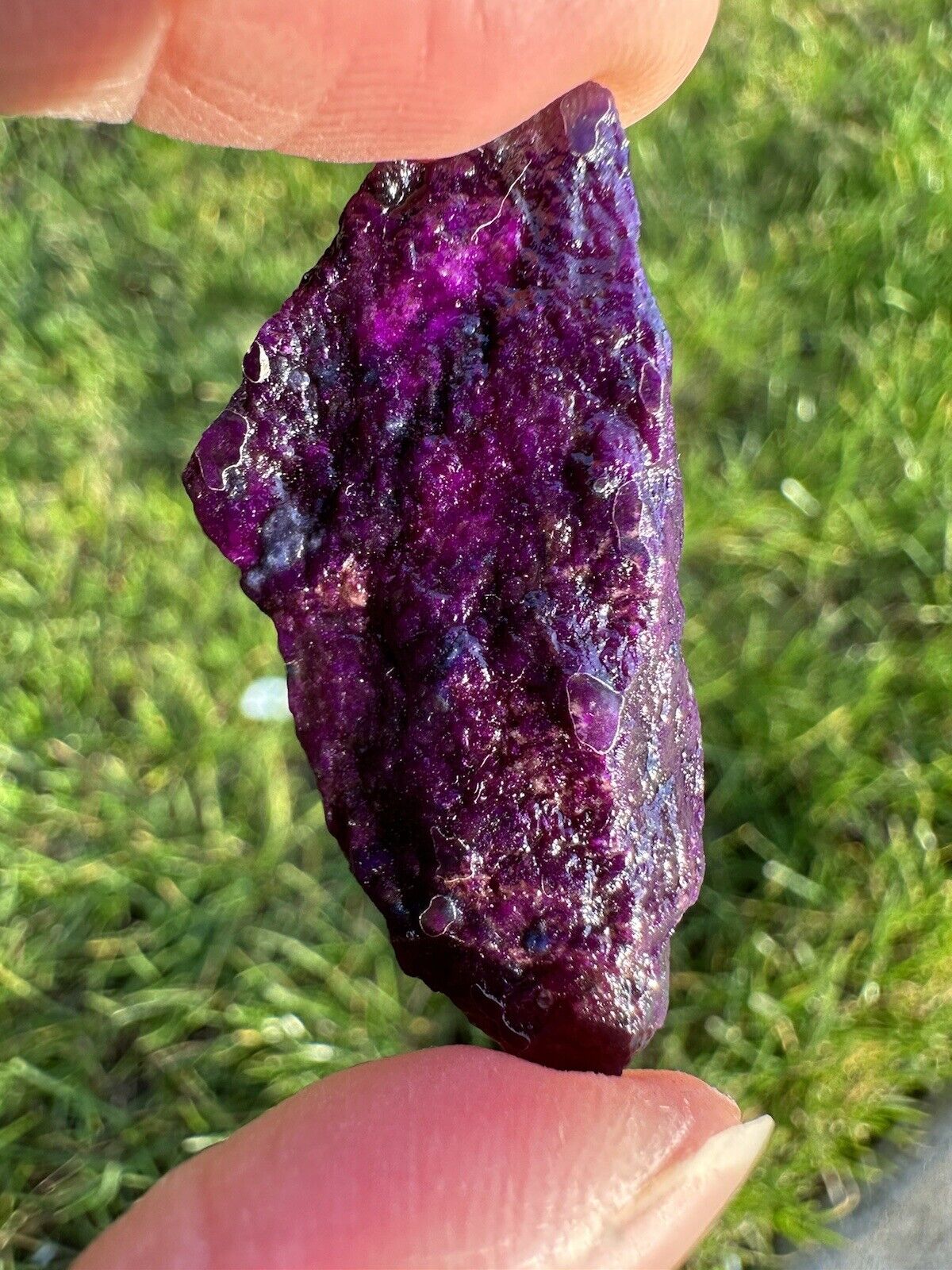 EXCEPTIONAL TOP QUALITY PURPLE SUGILITE AND BLUE RARE RICHTERITE ROUGH CRYSTAL