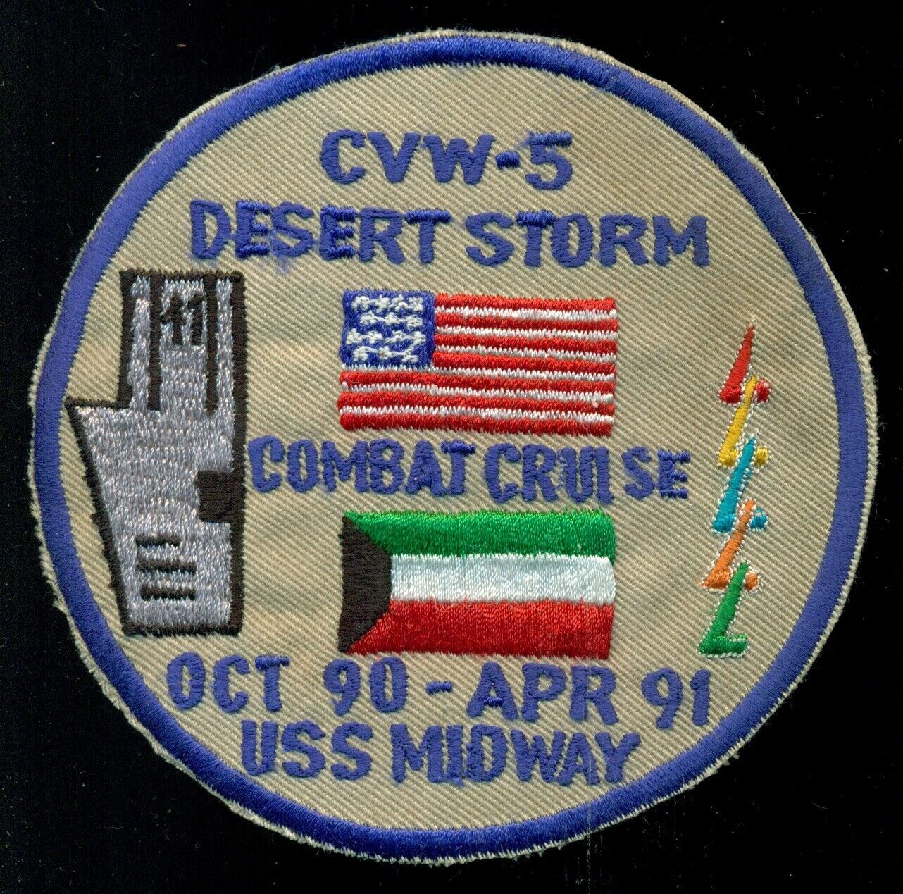 USS Midway USN CVW-5 Desert Storm CV-41 Combat Cruise Patch AA