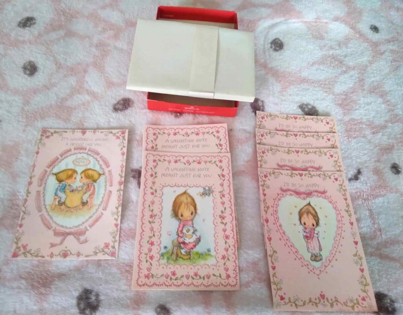 Lot of 7 Hallmark Betsey Clark Charmers Valentines Cards and Envelopes 1973