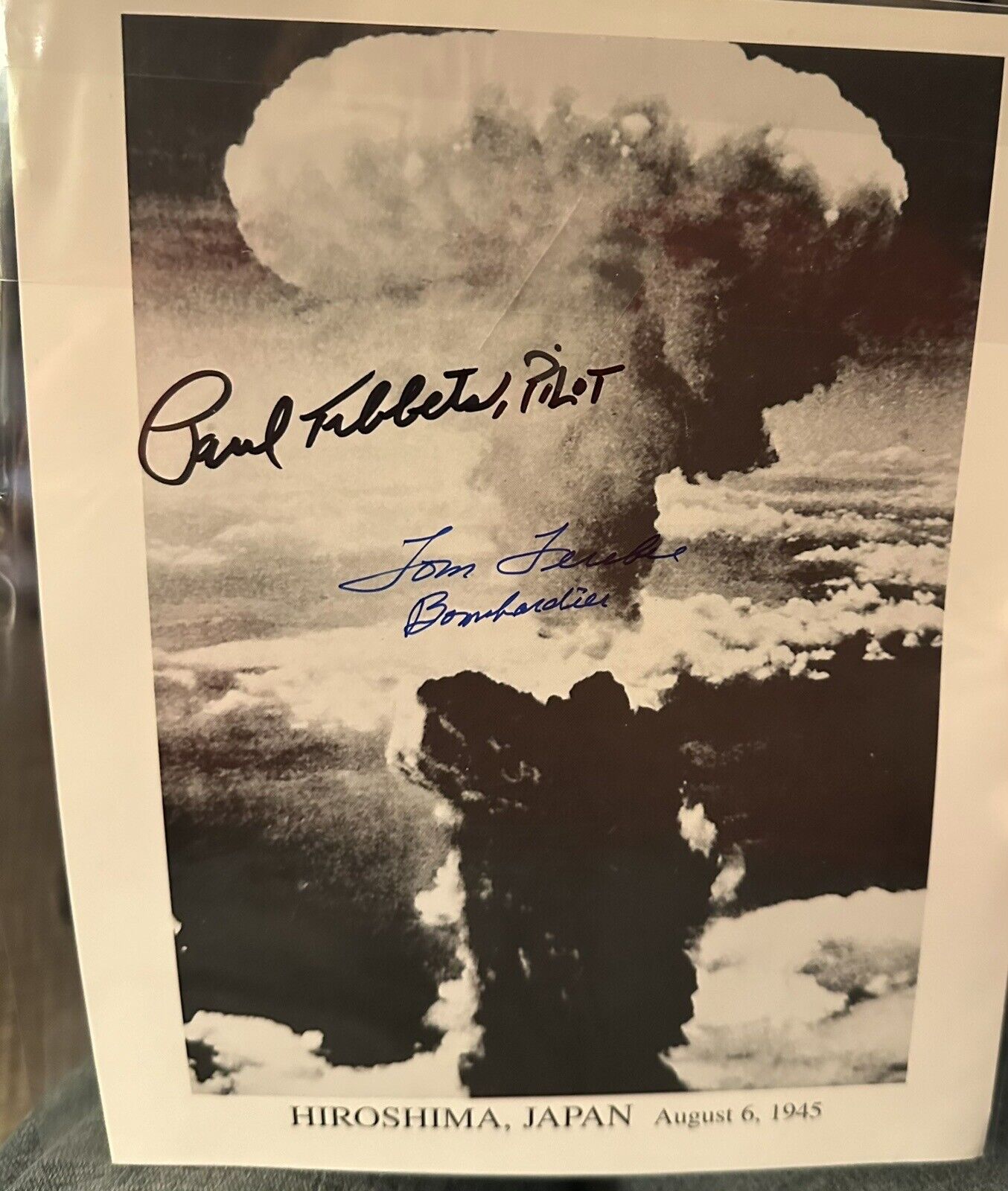 Enola Gay Pilot Paul Tibbets—Bombardier Thomas Ferebee Signed Photo Of Hiroshima