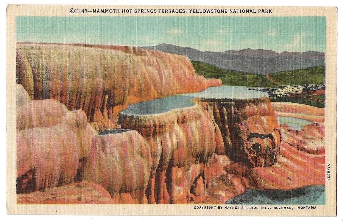 Yellowstone National Park, Wyoming c1930\'s Mammoth Hot Springs Terraces, Haynes