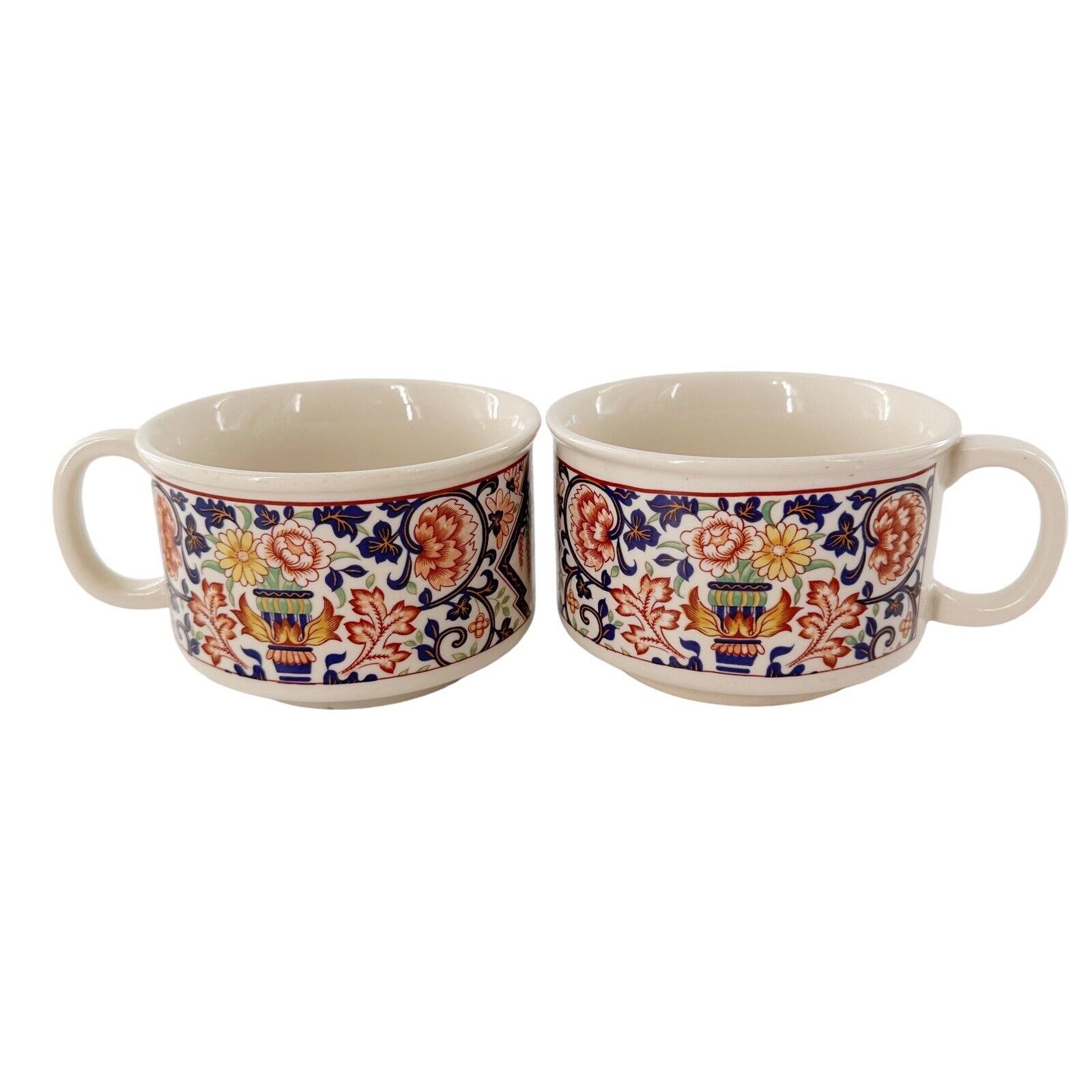 2x Starcraft Soup Bowls Vintage handles Japan MCM Coffee Cup Mug Pottery Tuscan