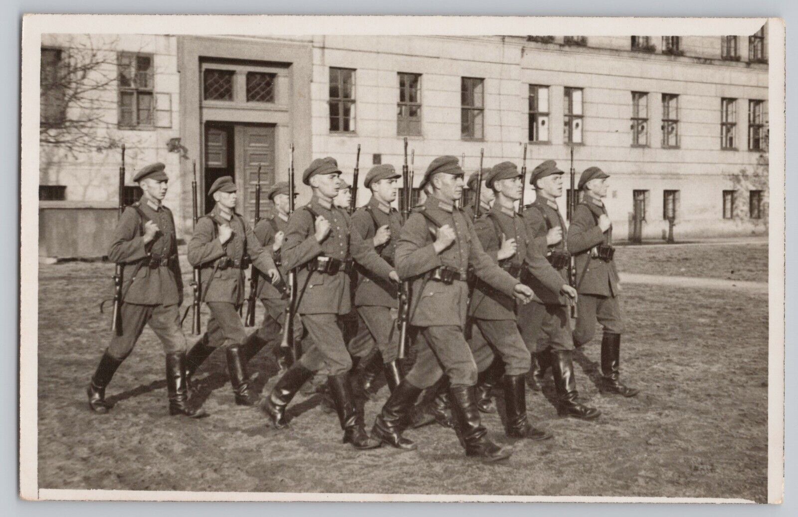 RPPC Post-WWI Reichswehr Marching CLose Formation Soldiers Marching Postcard