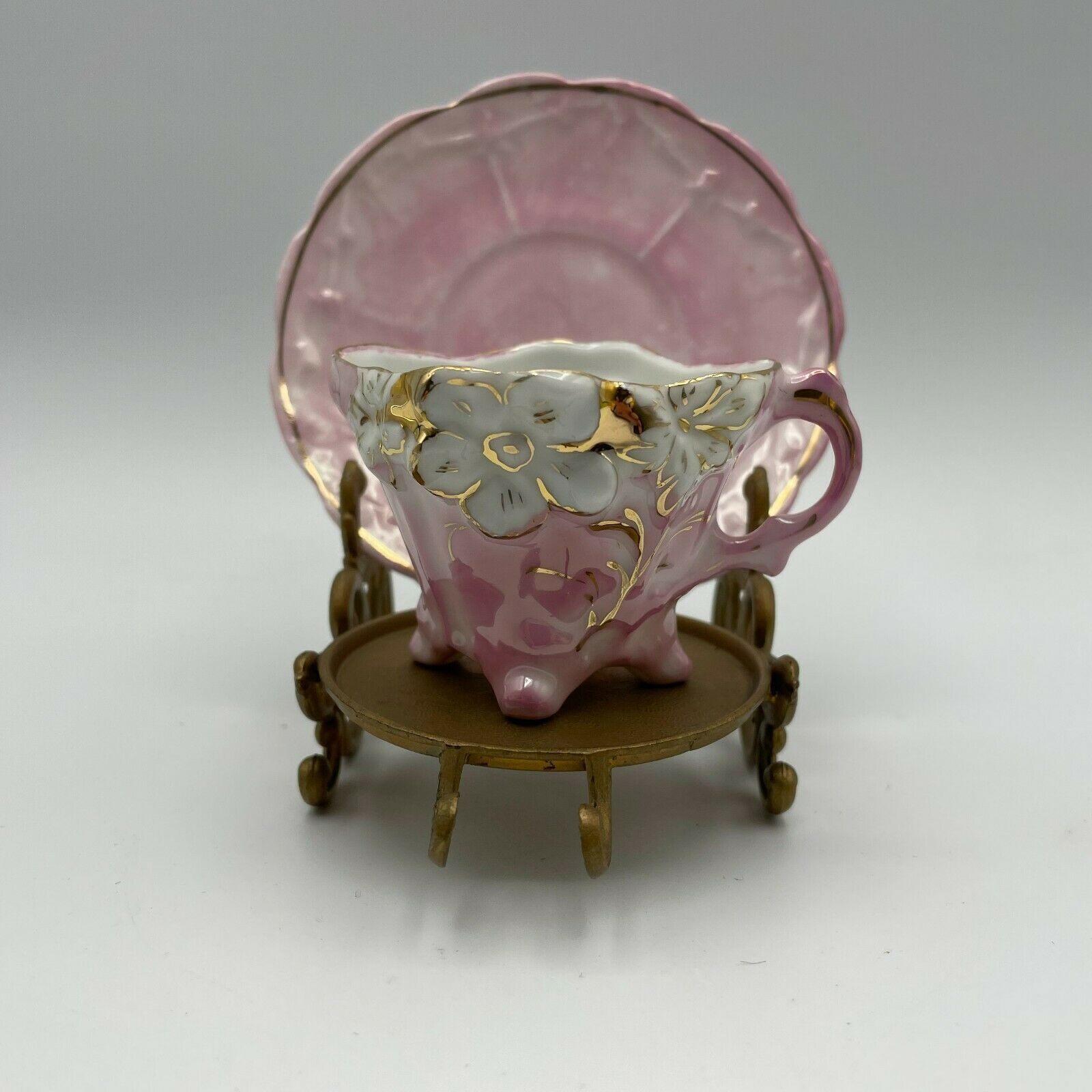 Vintage Victorian Pink and Gold Cup & Saucer