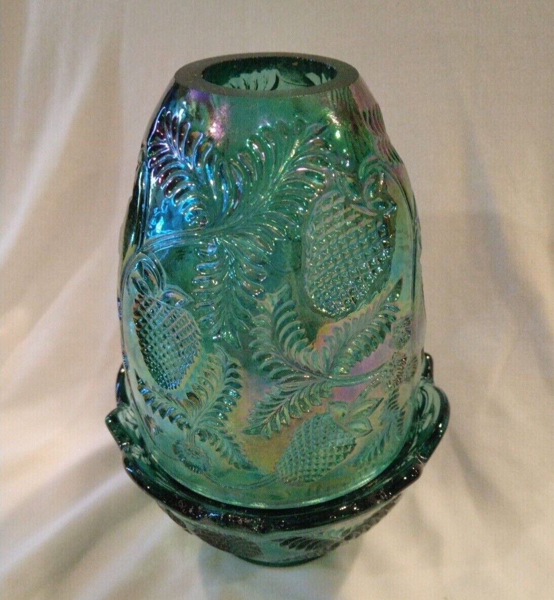 Extremely rare vintage Fenton carnival glass fairy lamp. 