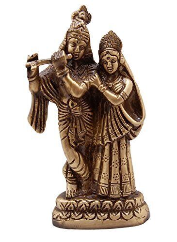 Brass Radha Krishna Pair Idol, Radha Krishna Statue, Standard, Pack of 1