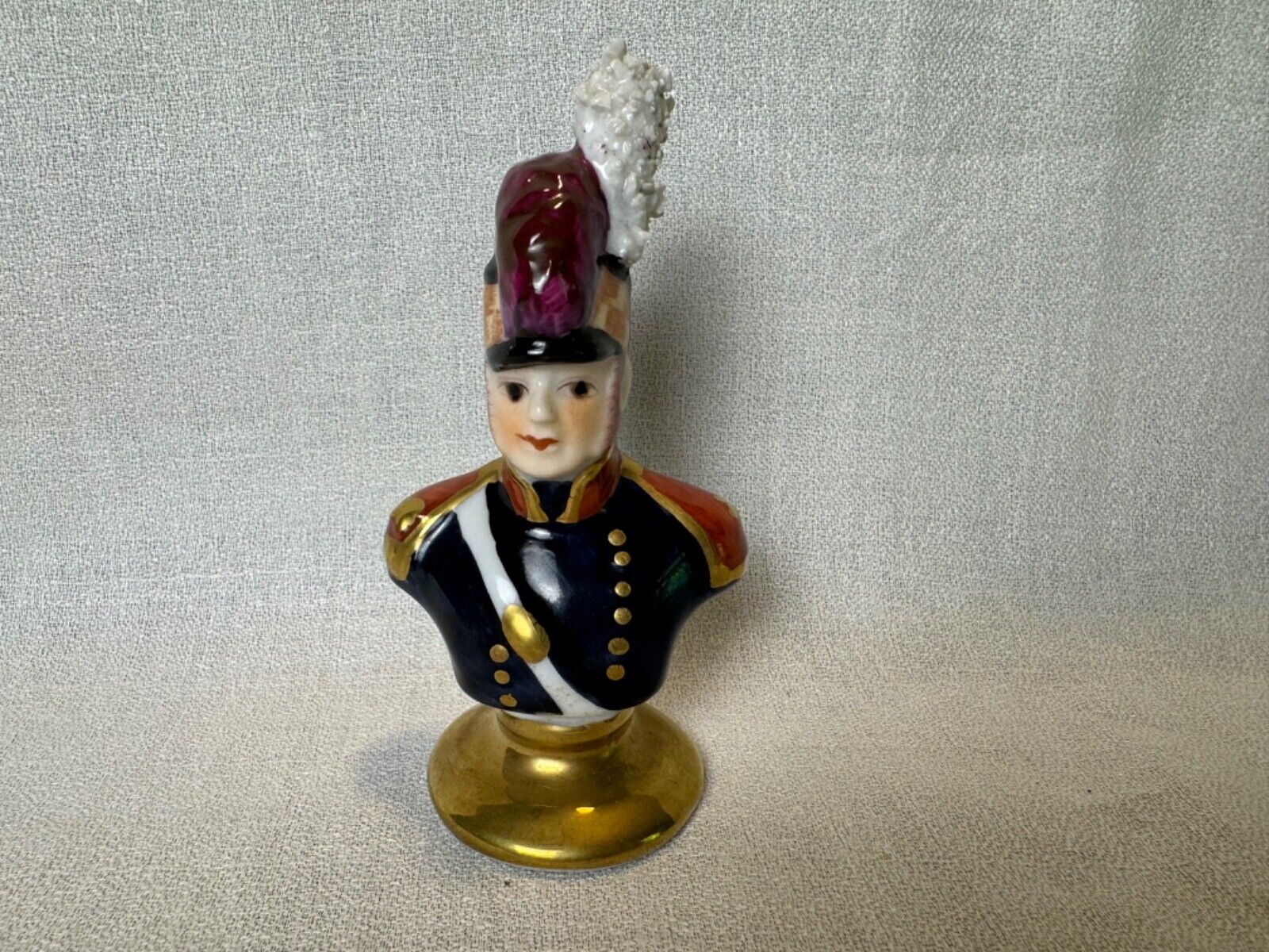 Miniature Porcelain Limoges ? Soldier Bust Napoleonic Era Military General