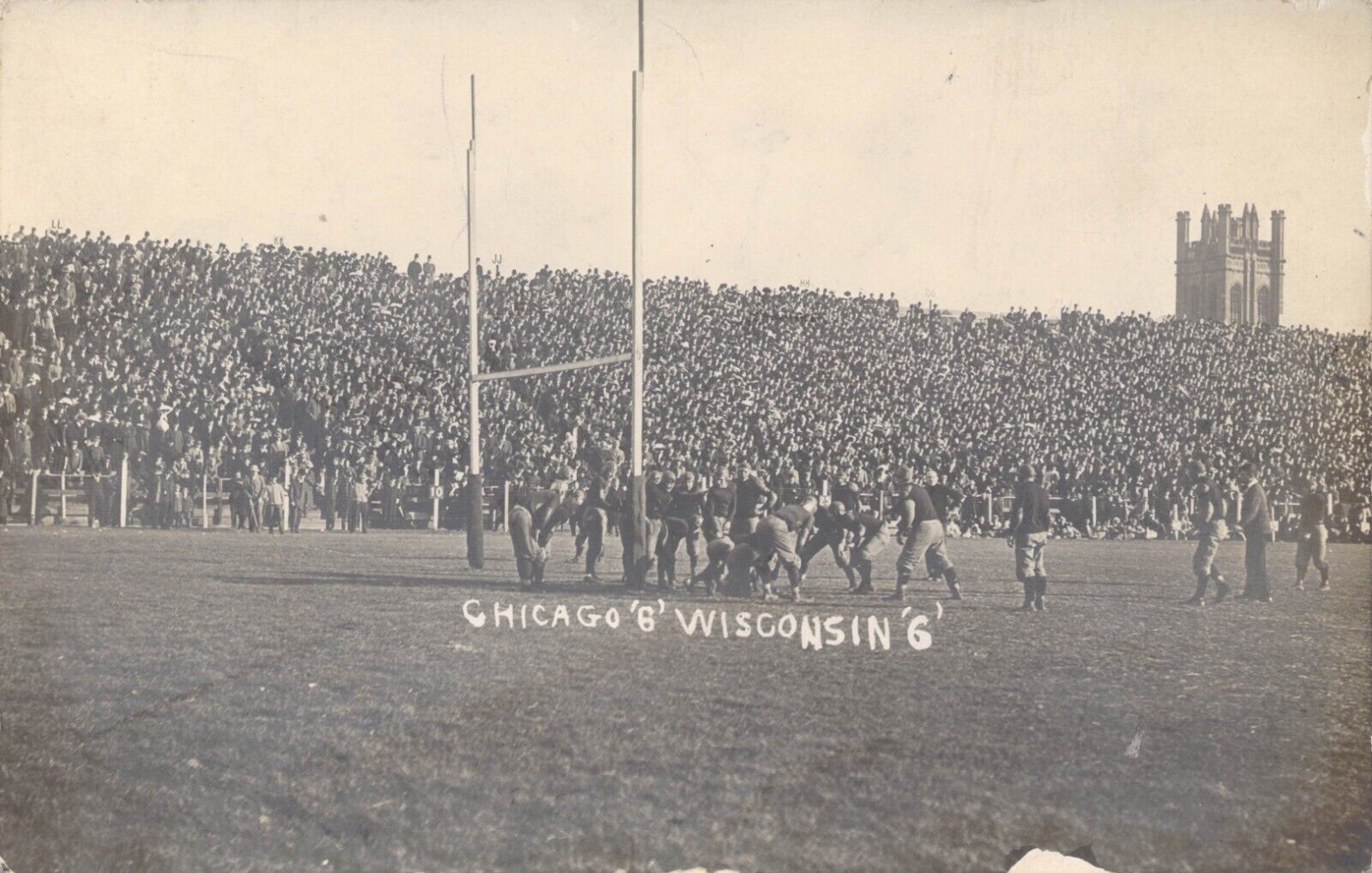 RPPC Vintage Chicago Wisconsin Football Game Players Goal Post Postcard