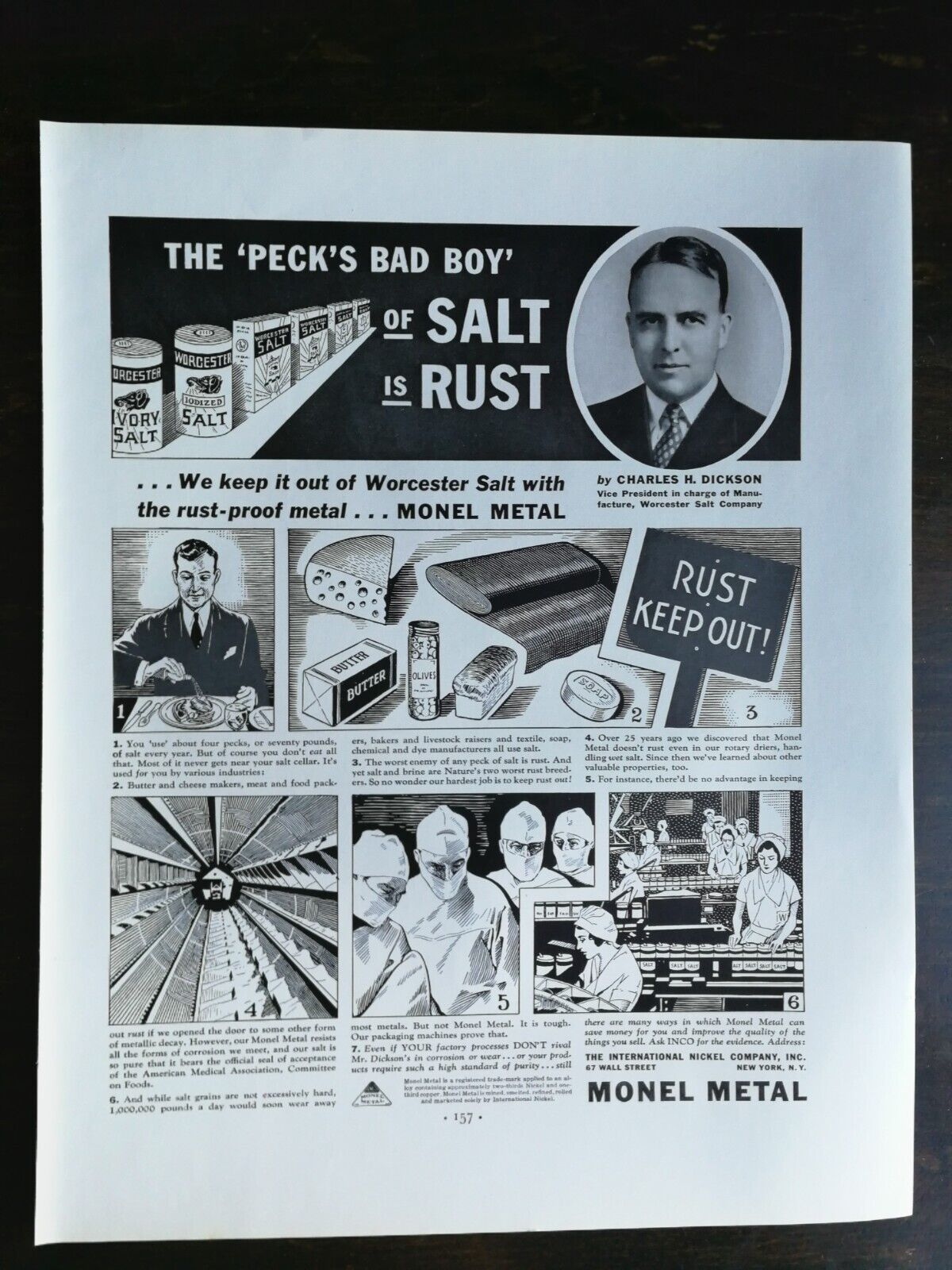 Vintage 1936 Monel Metal Full Page Original Ad 122