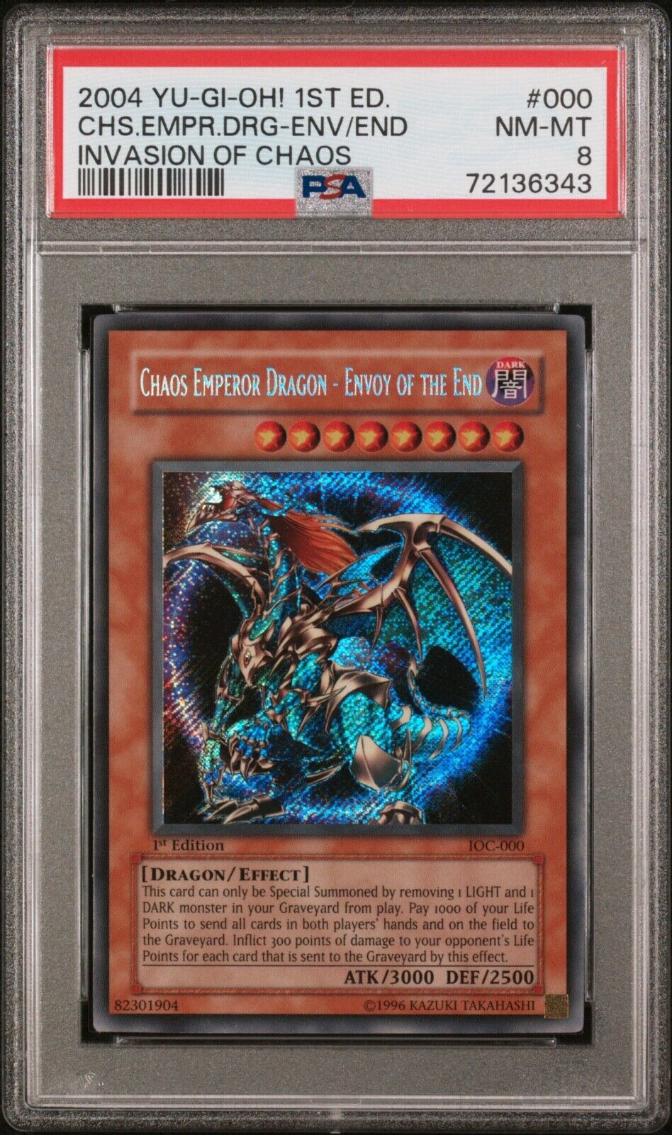 yu gi oh Chaos Emperor Dragon Envoy Of The End Ioc-000 Ced 1st Edition PSA 8 ENG